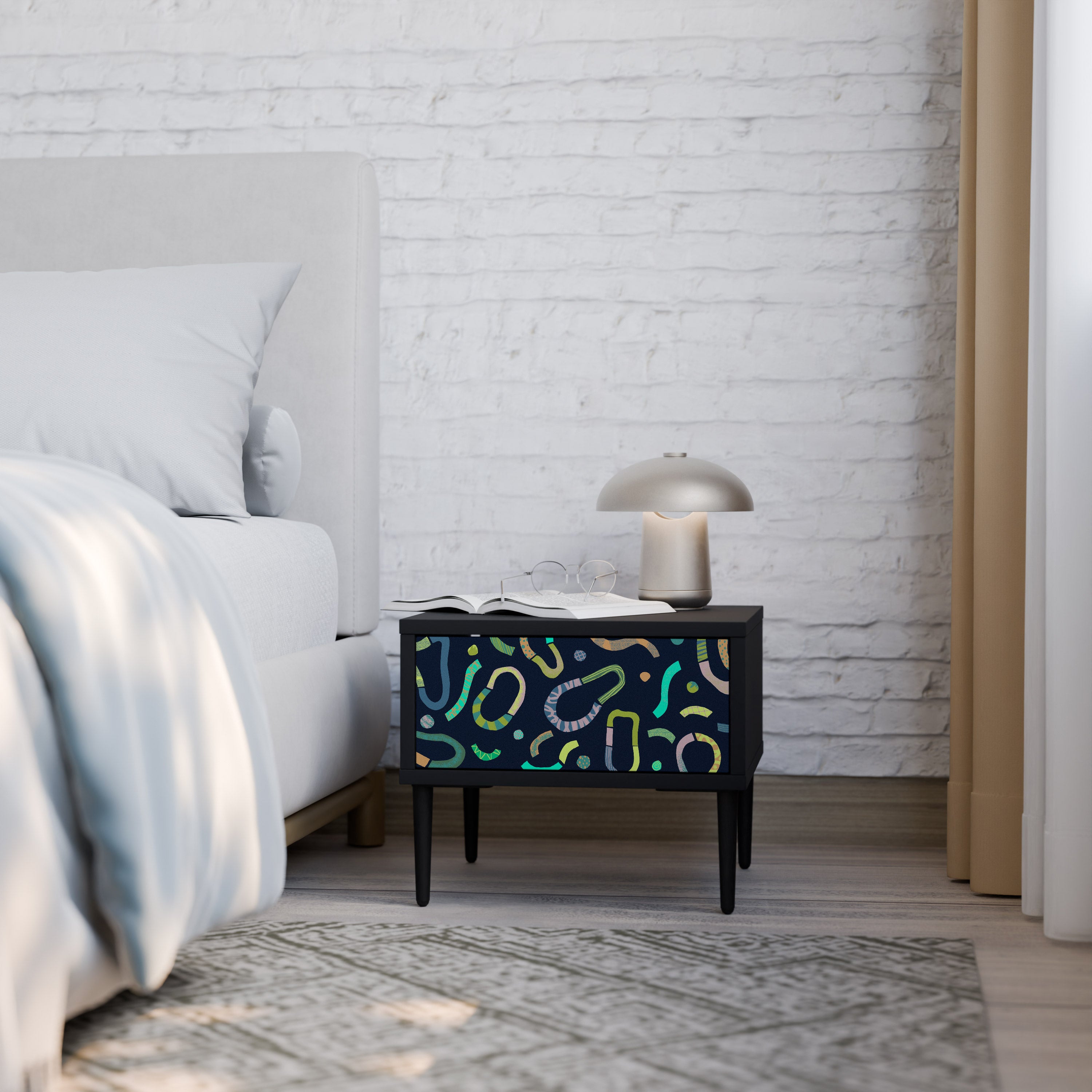 CONTRAST DANCE Nightstand in Black Finish