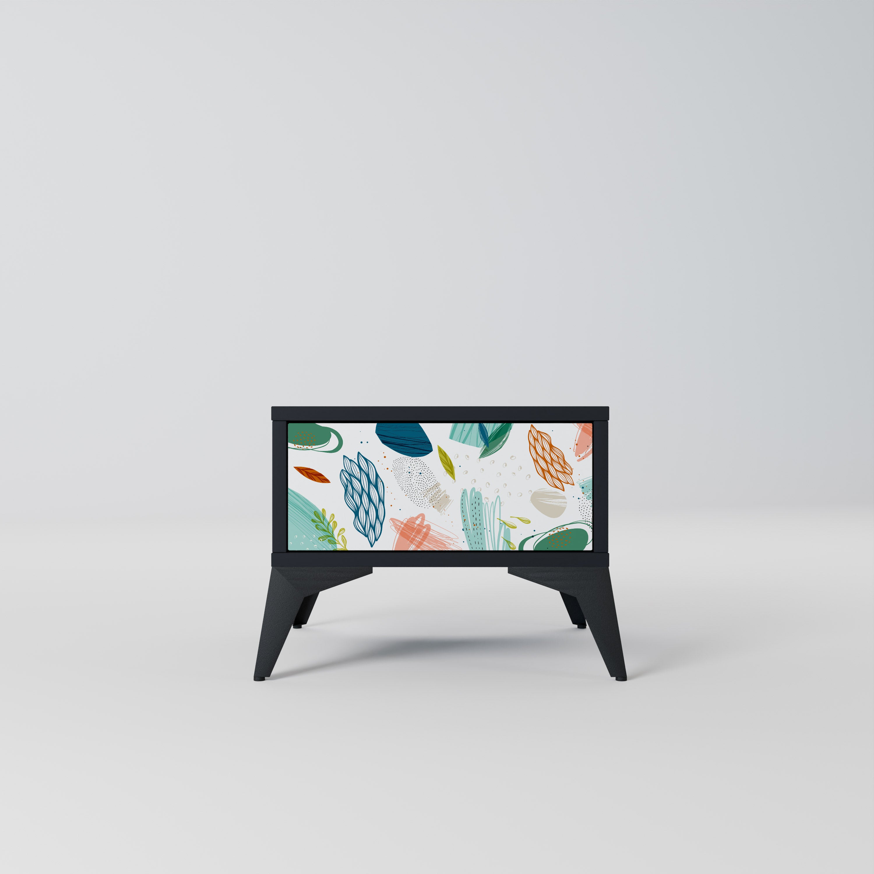 BOTANICAL HURRICANE Nightstand in Black Finish