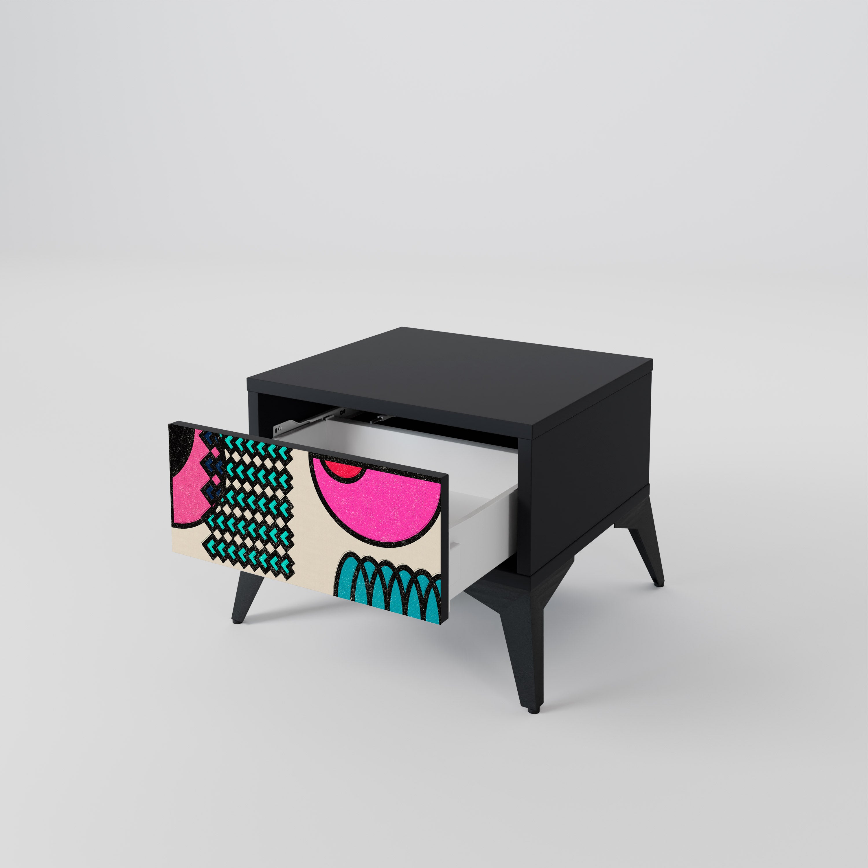 GEOMETRIC RHAPSODY Nightstand in Black Finish