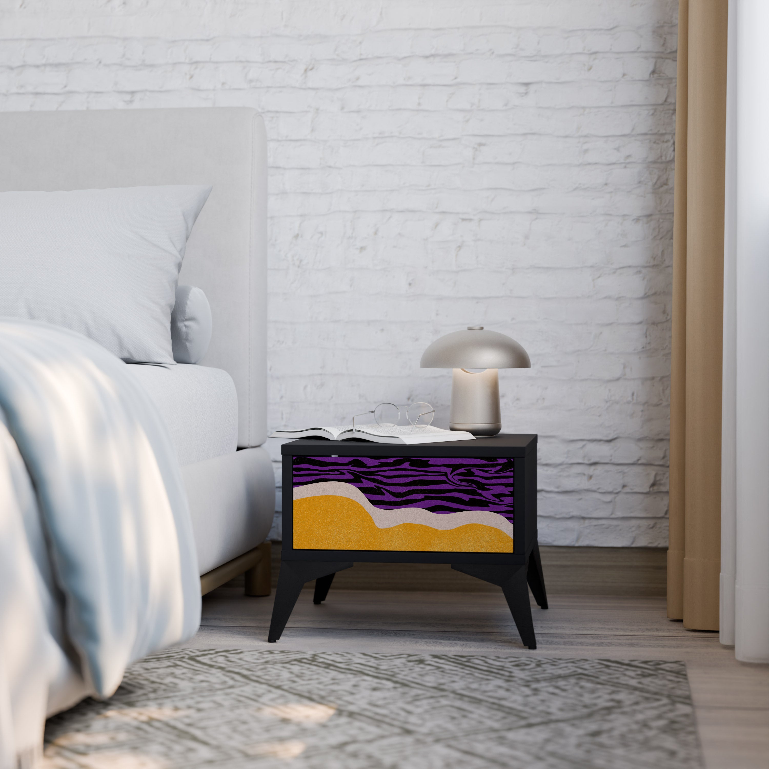 INDEPENDENT BORDER Nightstand in Black Finish