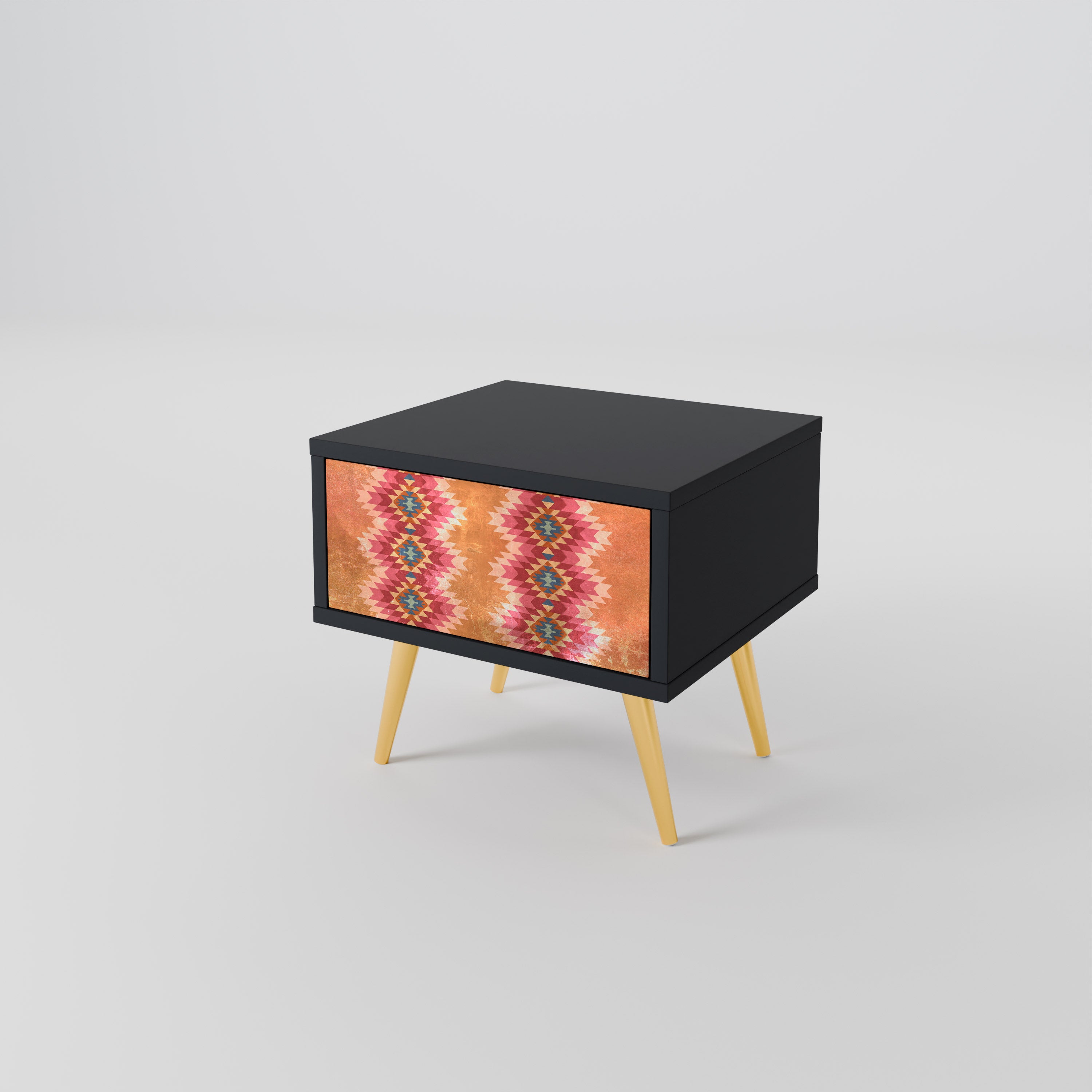 INDIAN FOLK Nightstand in Black Finish