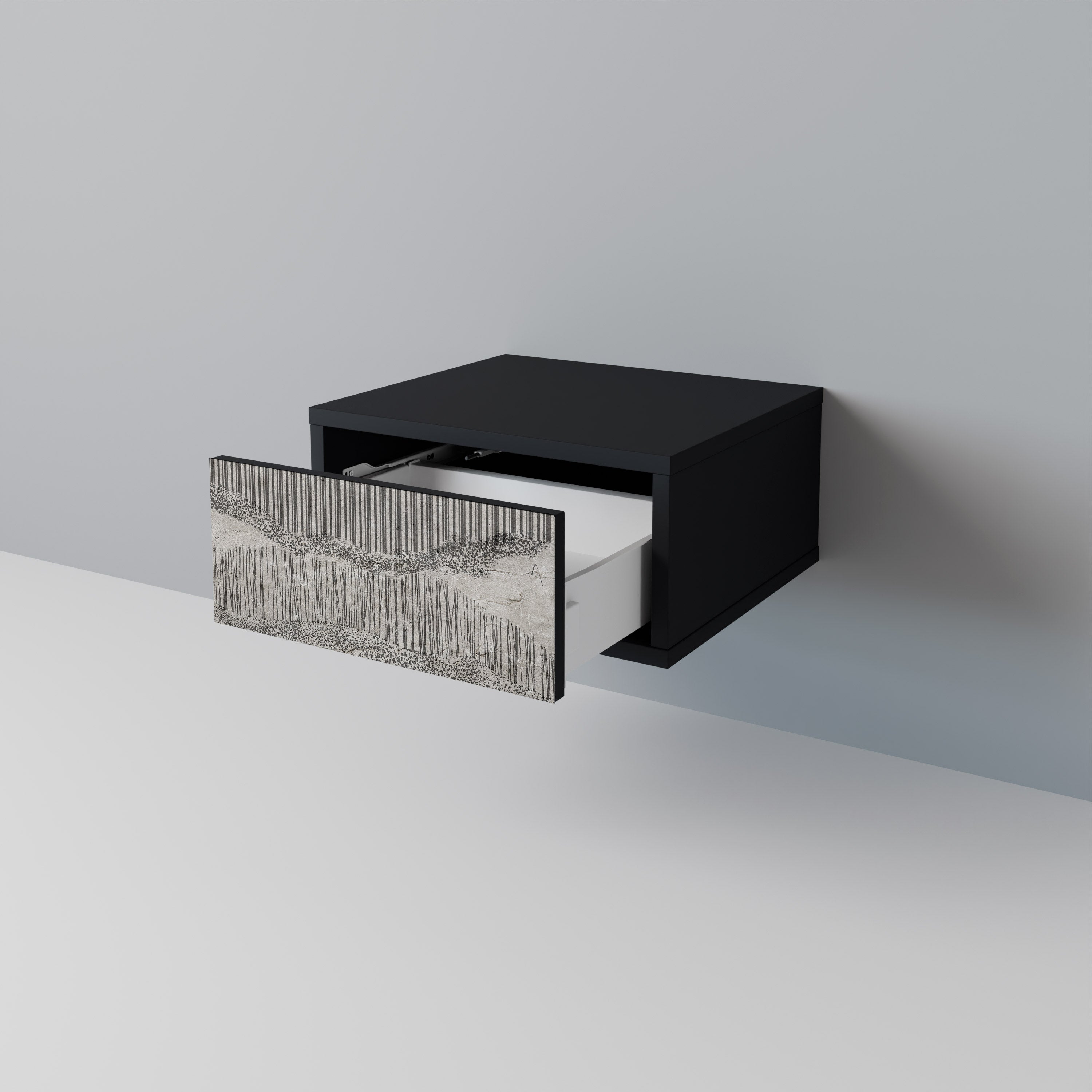 GRAIN LINES Nightstand in Black Finish
