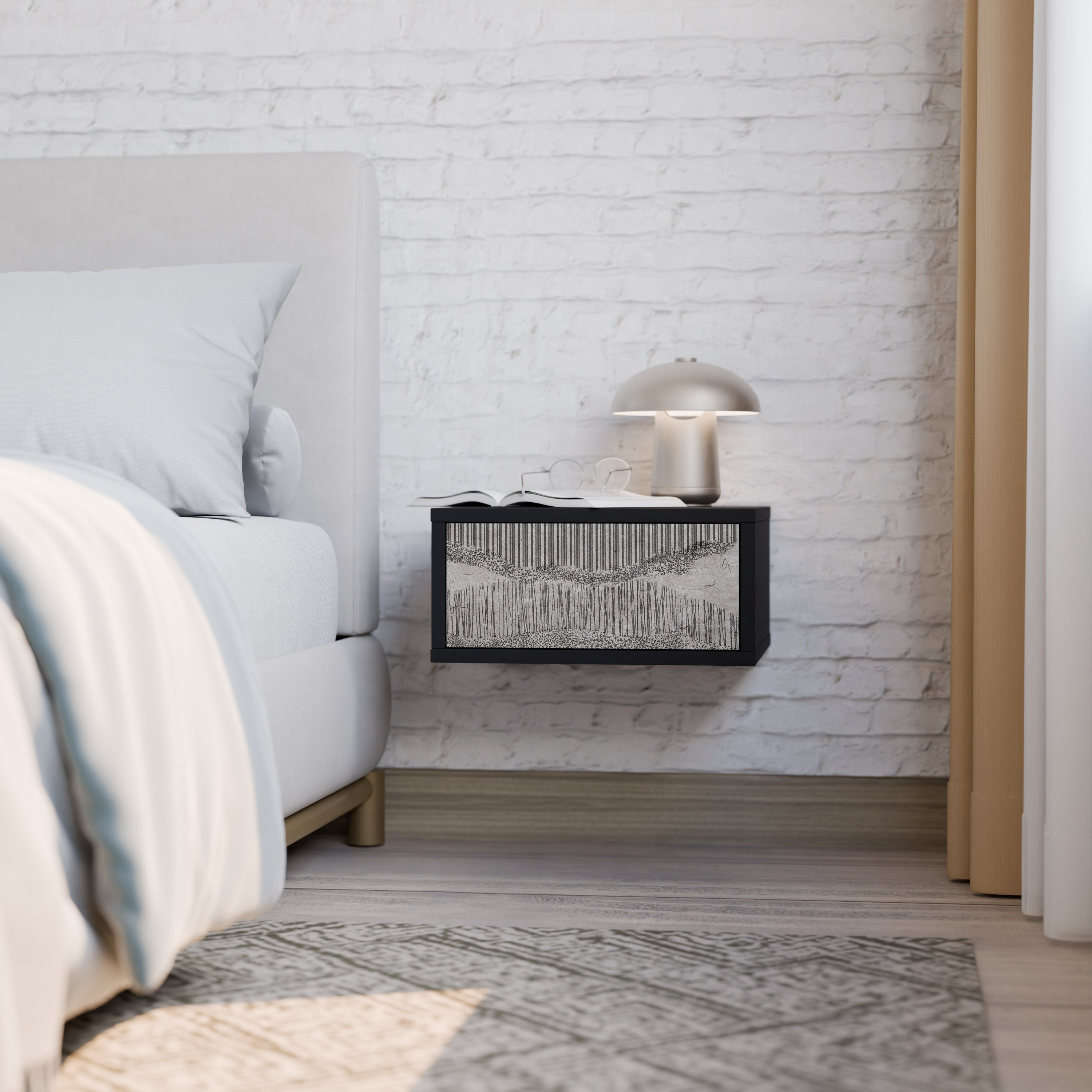 GRAIN LINES Nightstand in Black Finish