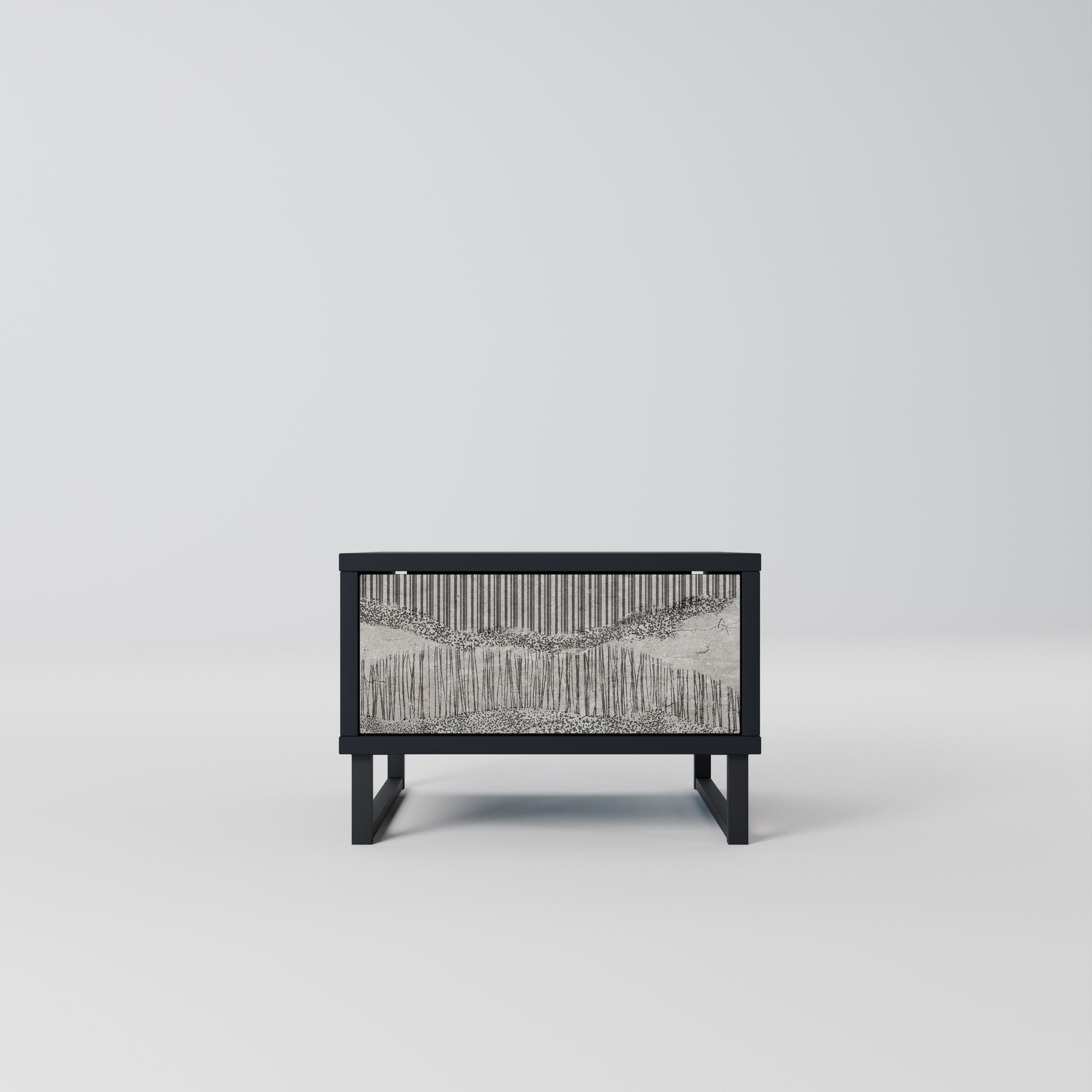 GRAIN LINES Nightstand in Black Finish