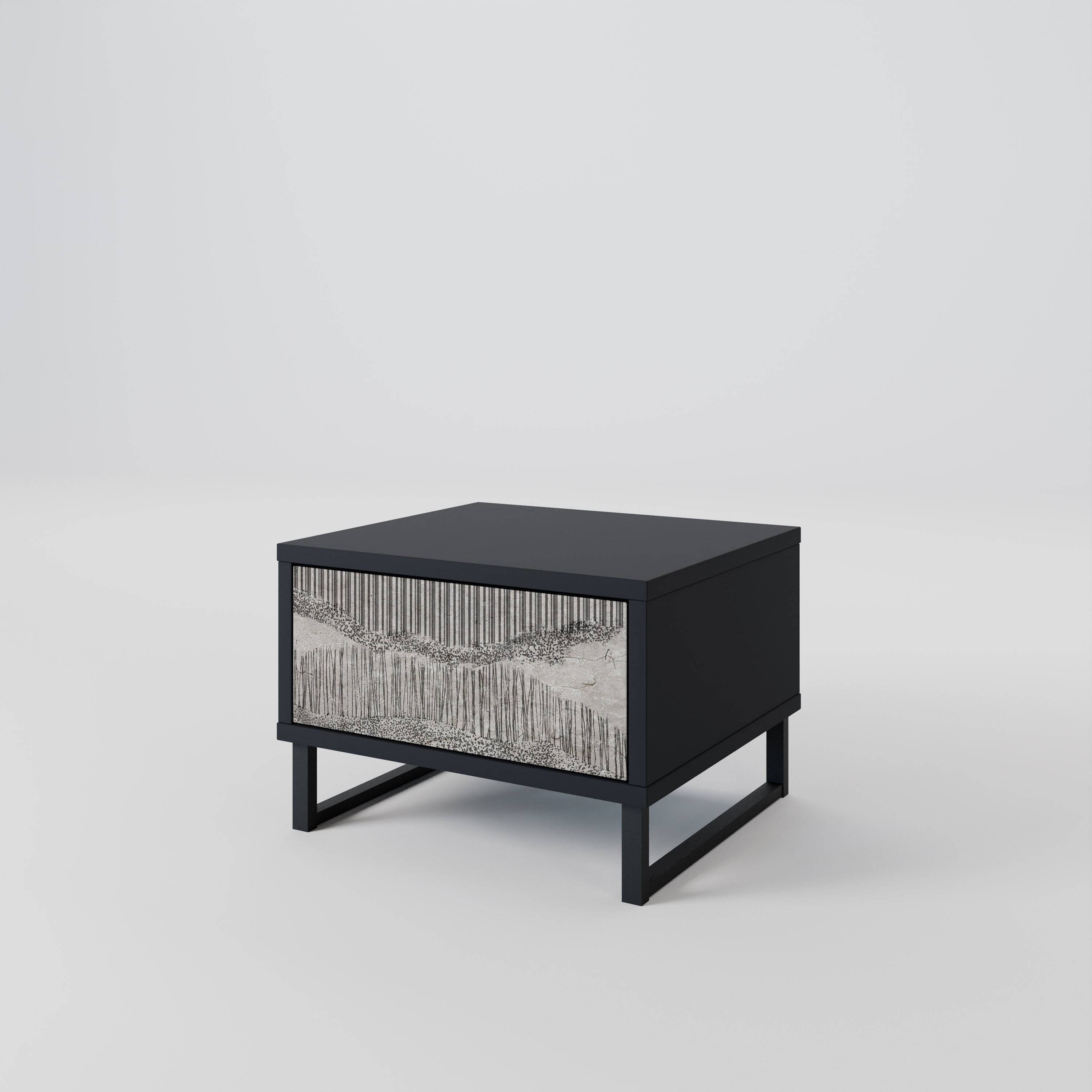 GRAIN LINES Nightstand in Black Finish