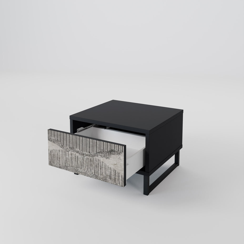 GRAIN LINES Nightstand in Black Finish