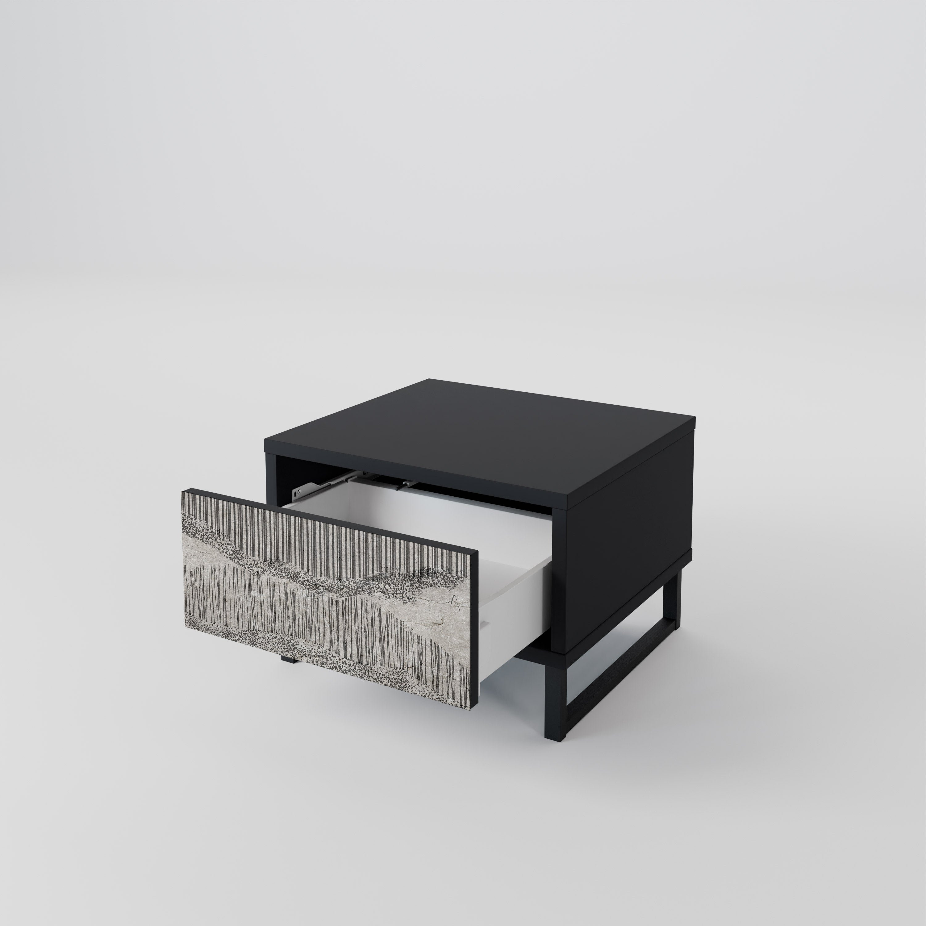 GRAIN LINES Nightstand in Black Finish