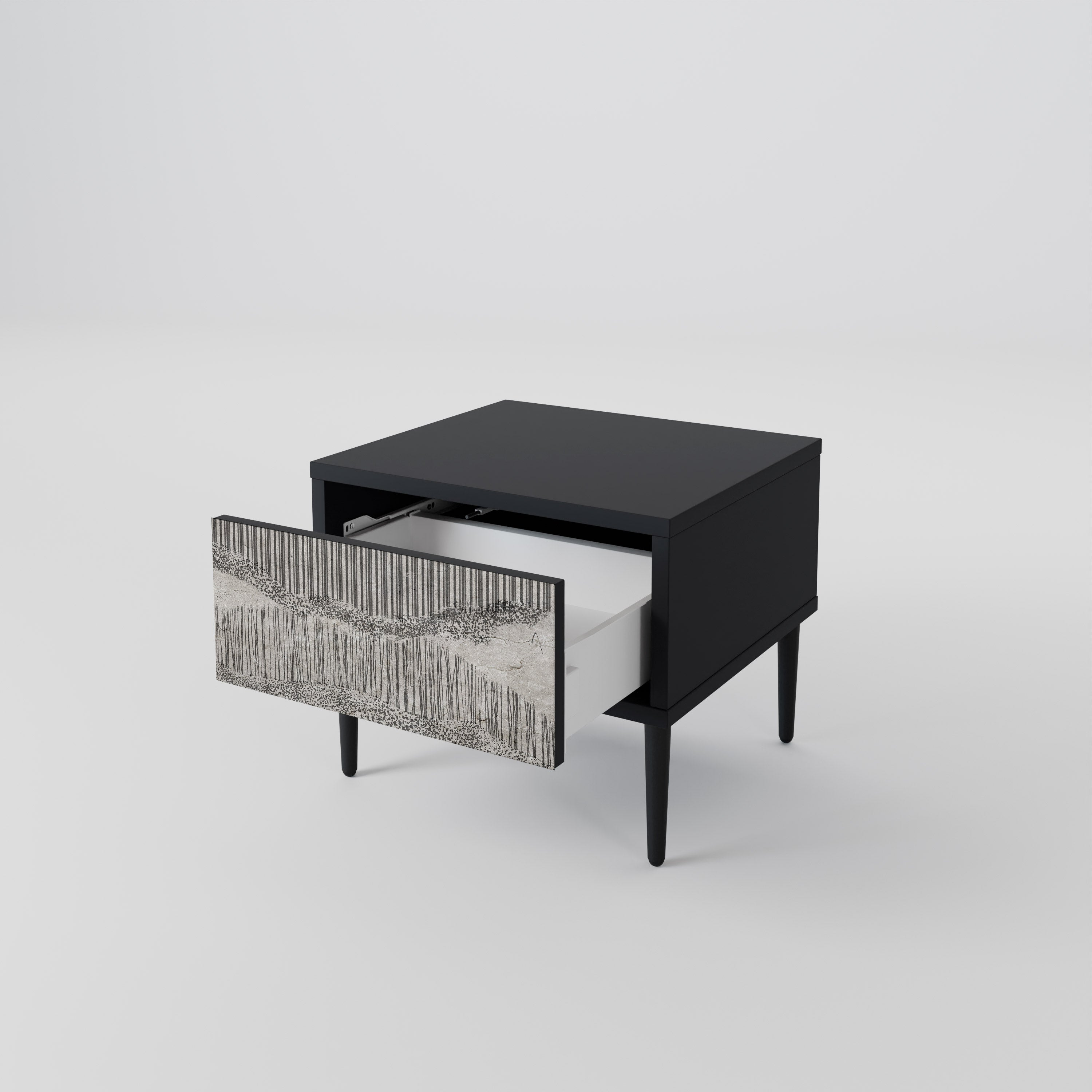 GRAIN LINES Nightstand in Black Finish
