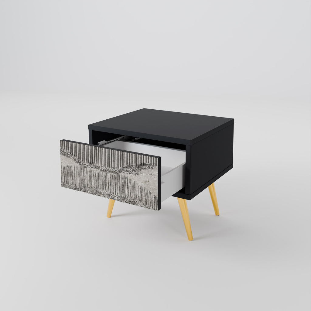GRAIN LINES Nightstand in Black Finish