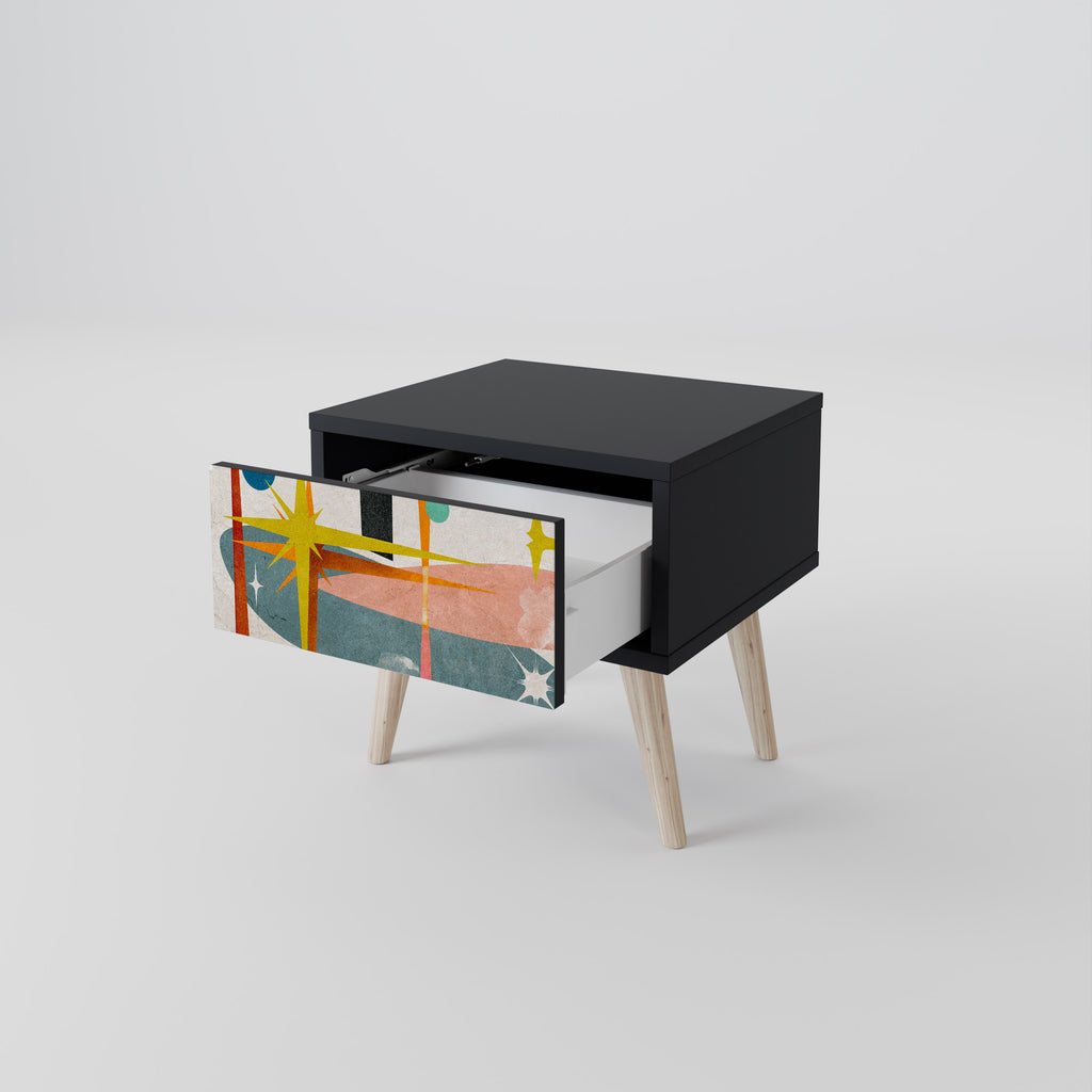 INTERSTELLAR VIBES Nightstand in Black Finish