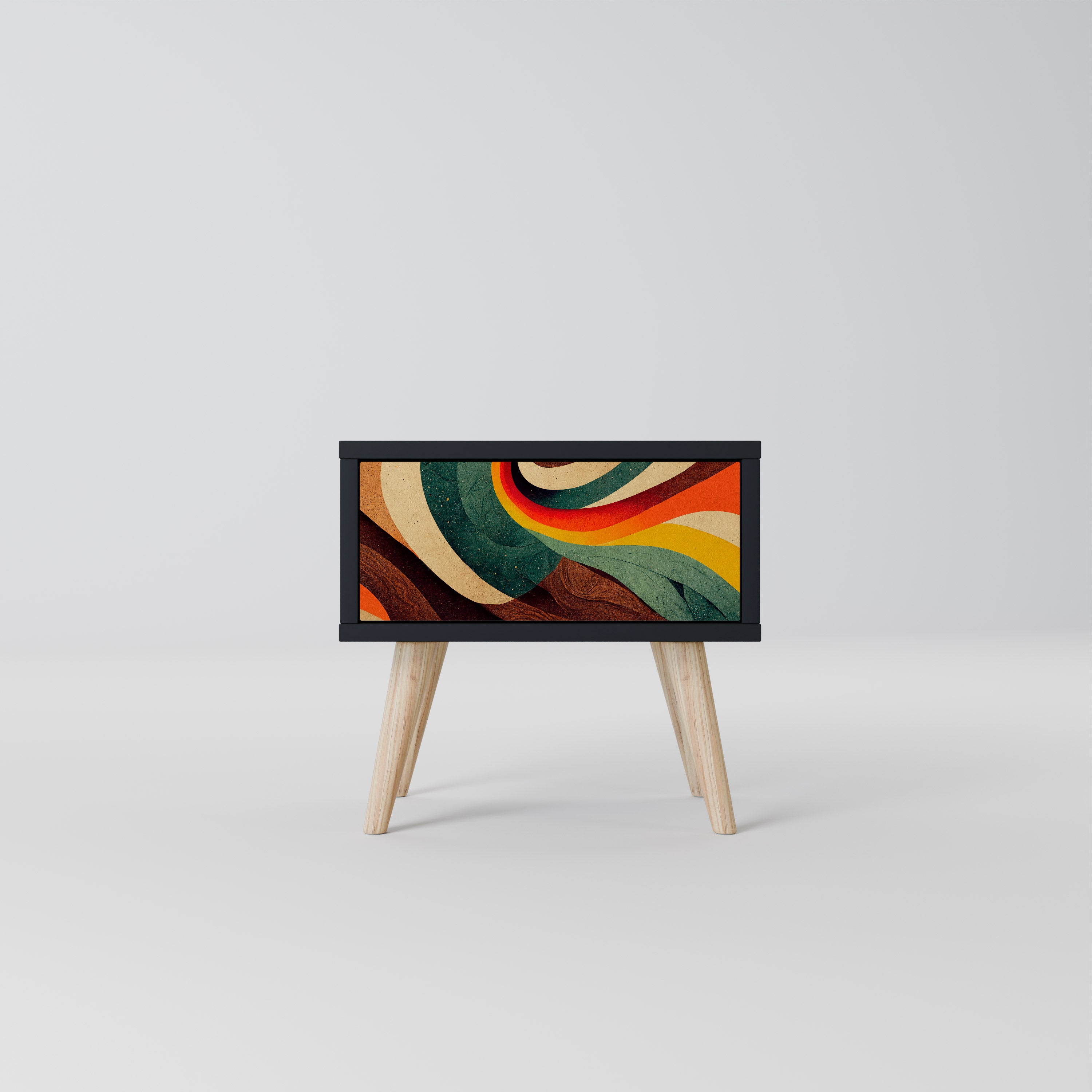 COLORFUL STRANDS Nightstand in Black Finish