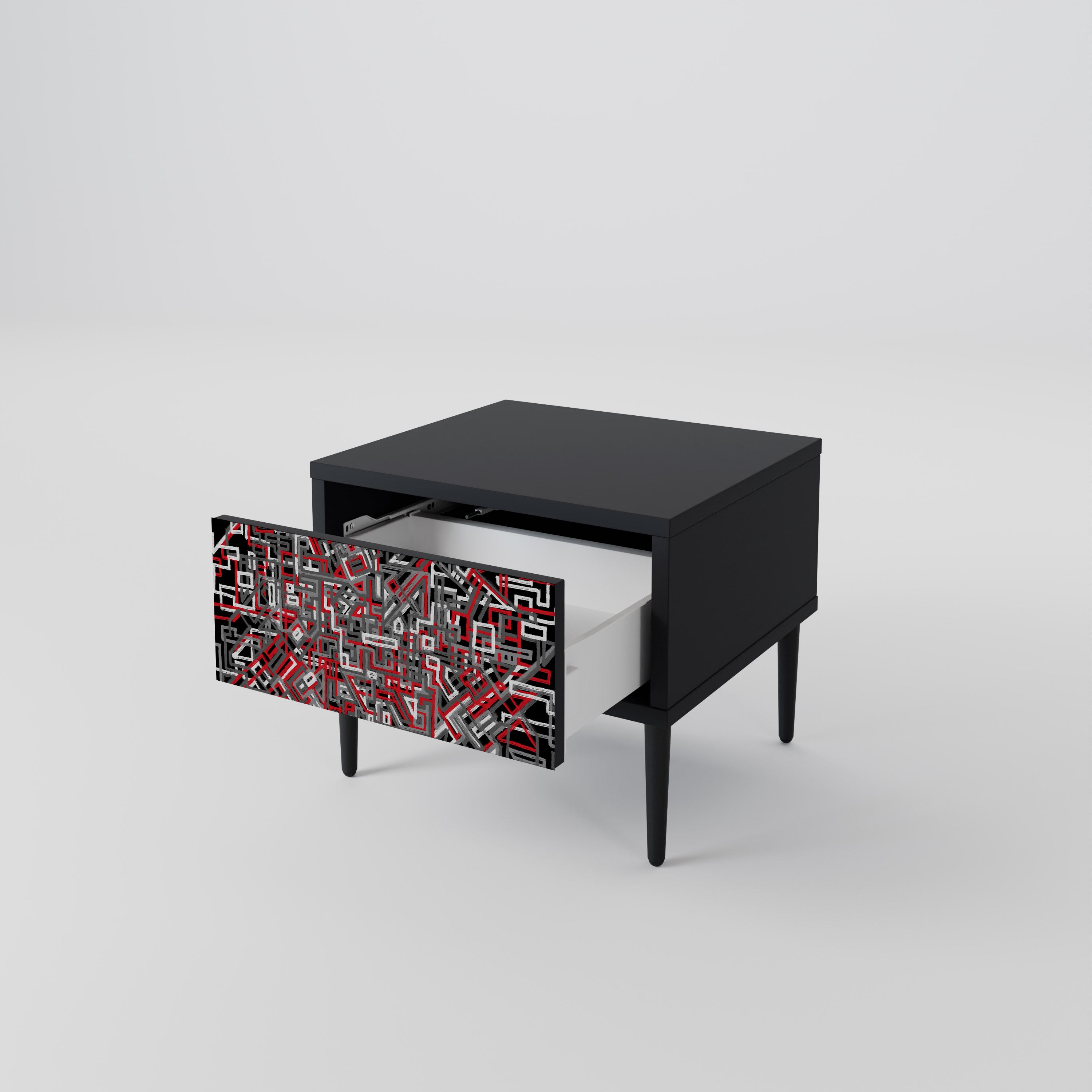 BROKEN LINES Nightstand in Black Finish
