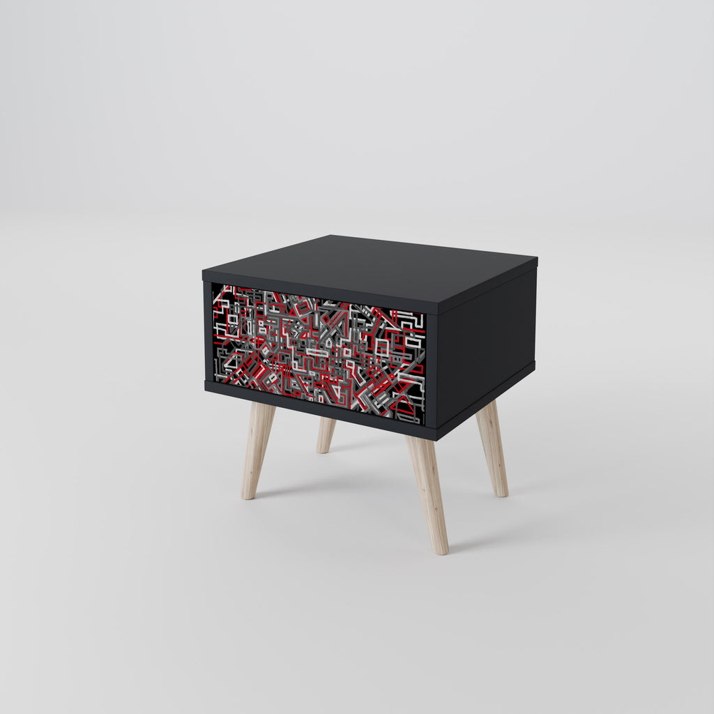 BROKEN LINES Nightstand in Black Finish