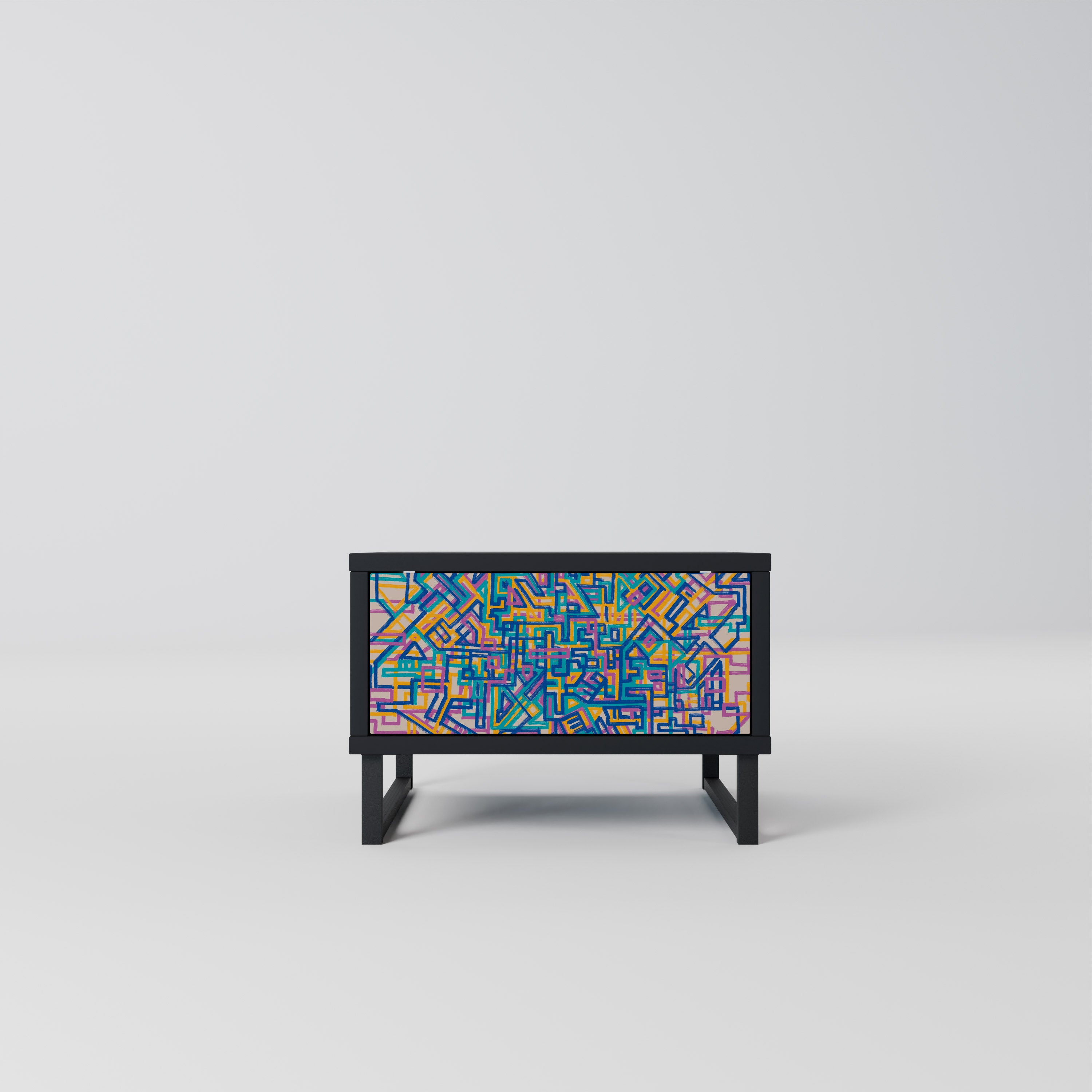 MEMORIES MAP Nightstand in Black Finish