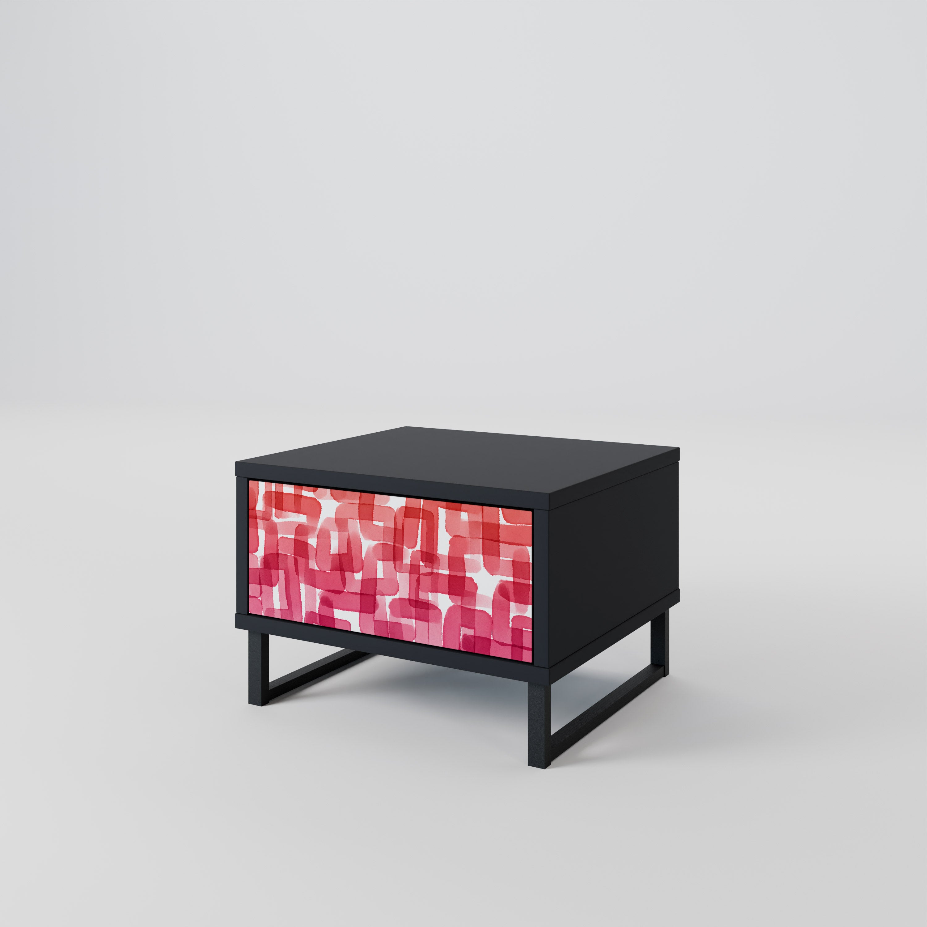 Mesita de noche CUBISMO CALEIDOSCÓPICO en acabado negro