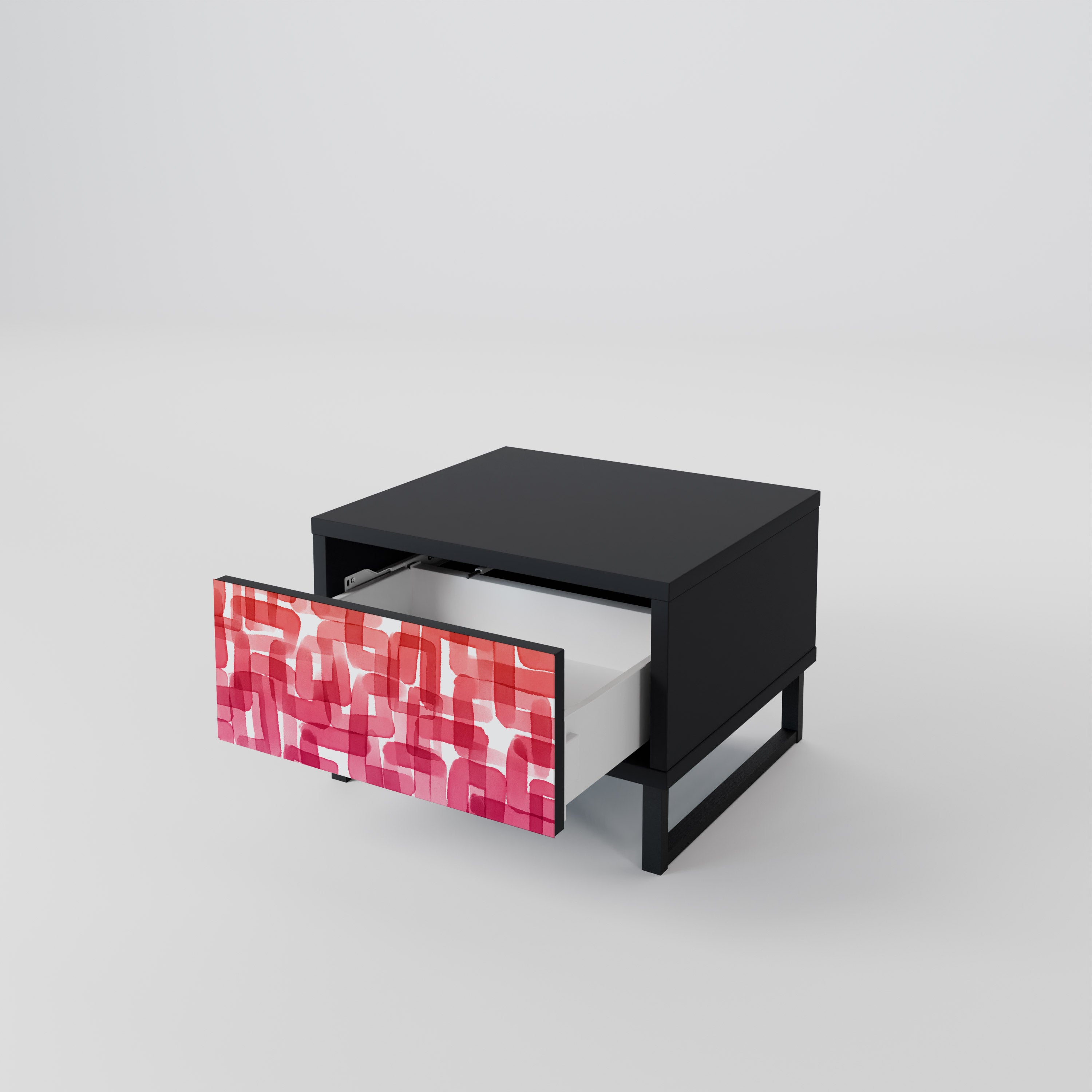 Mesita de noche CUBISMO CALEIDOSCÓPICO en acabado negro