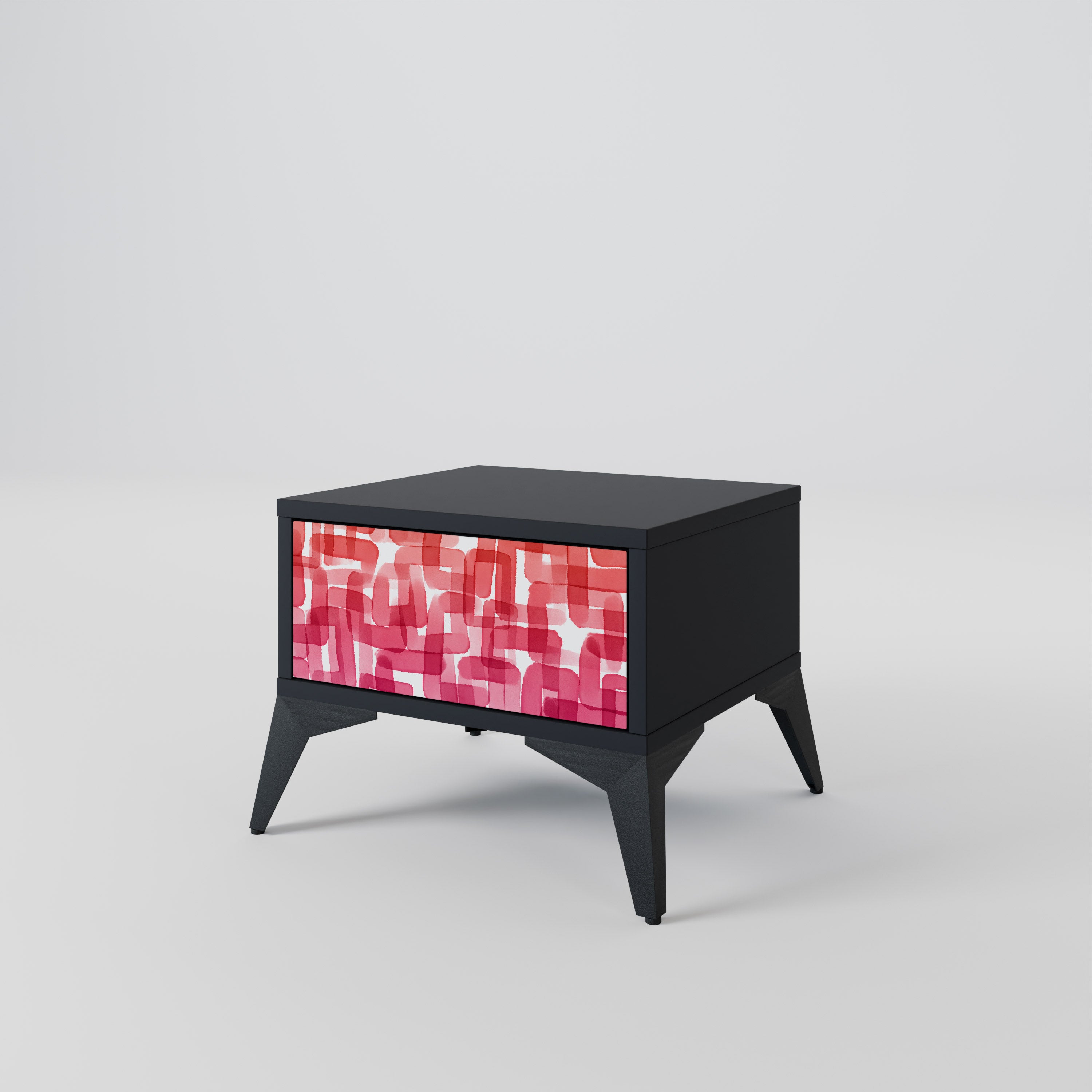 Mesita de noche CUBISMO CALEIDOSCÓPICO en acabado negro