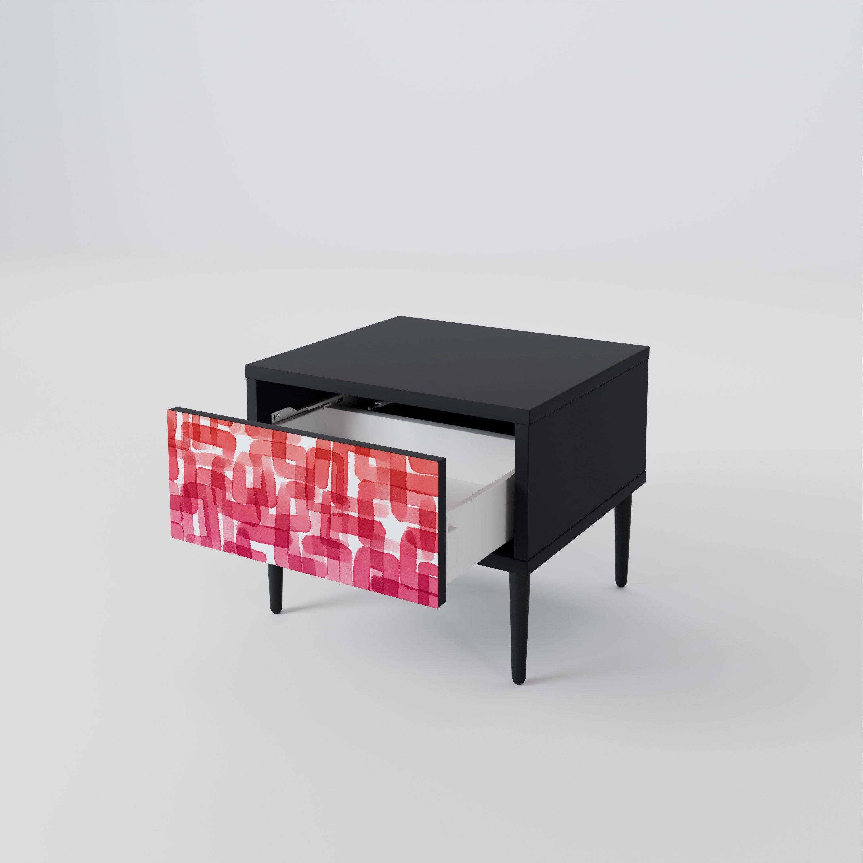 Mesita de noche CUBISMO CALEIDOSCÓPICO en acabado negro