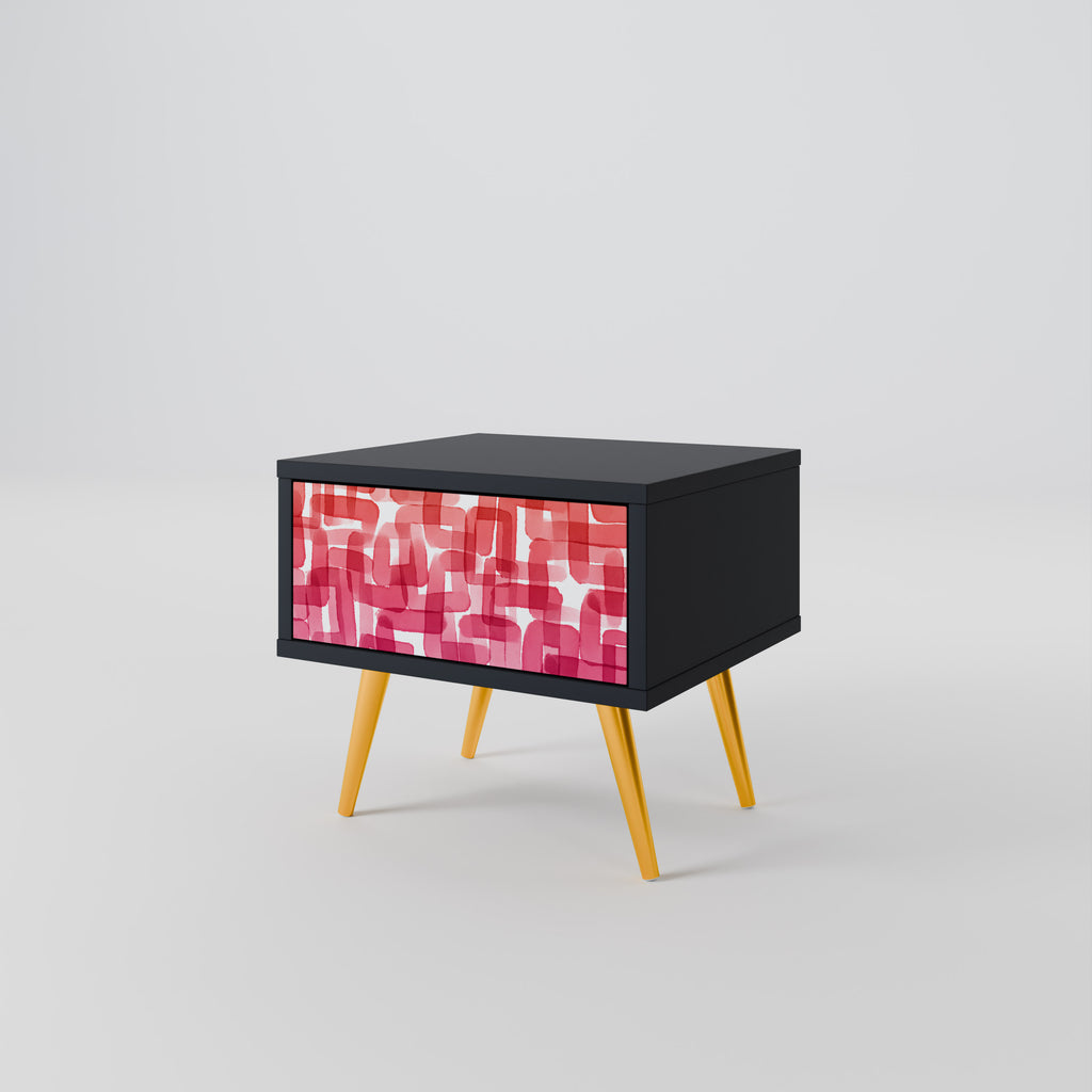 Mesita de noche CUBISMO CALEIDOSCÓPICO en acabado negro