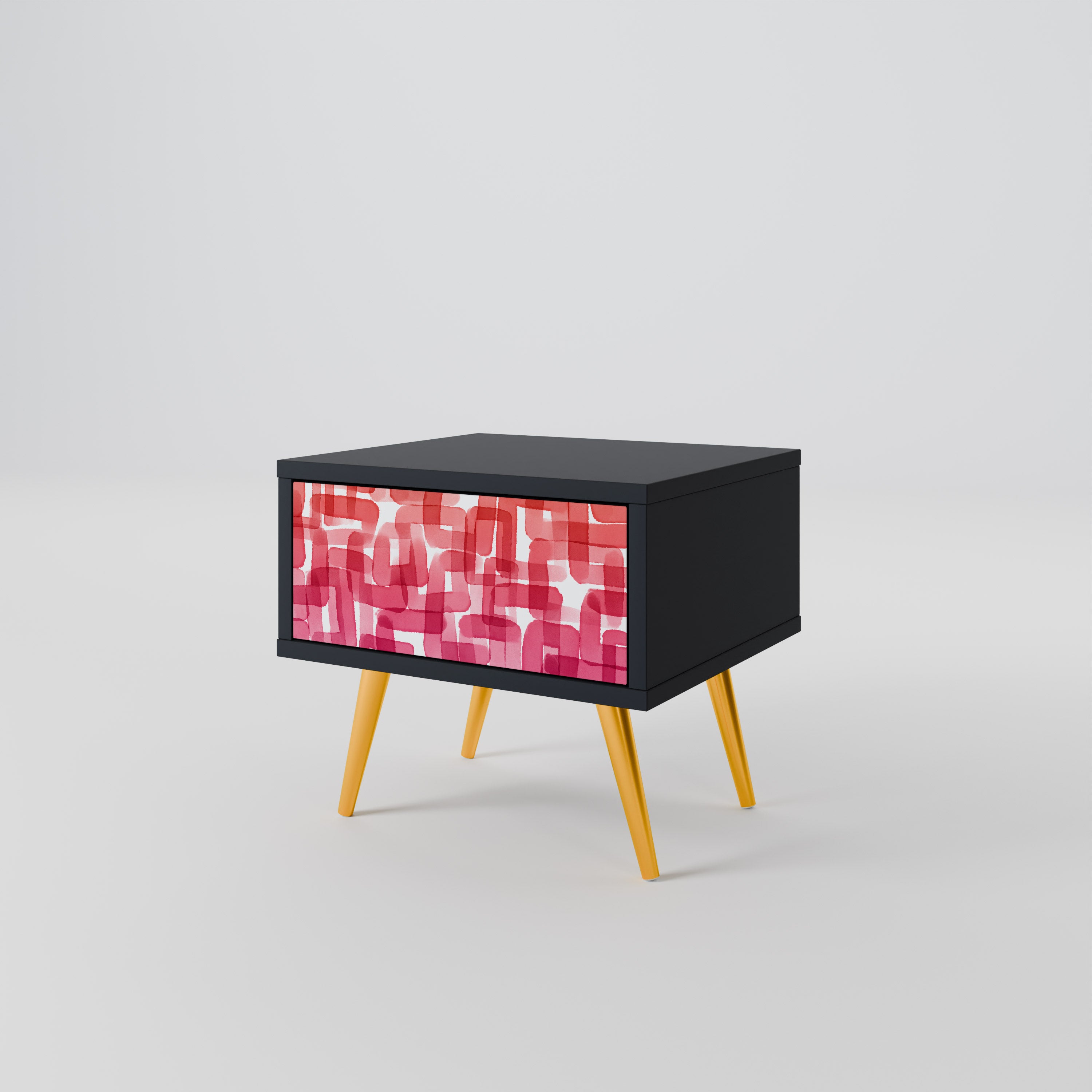 Mesita de noche CUBISMO CALEIDOSCÓPICO en acabado negro