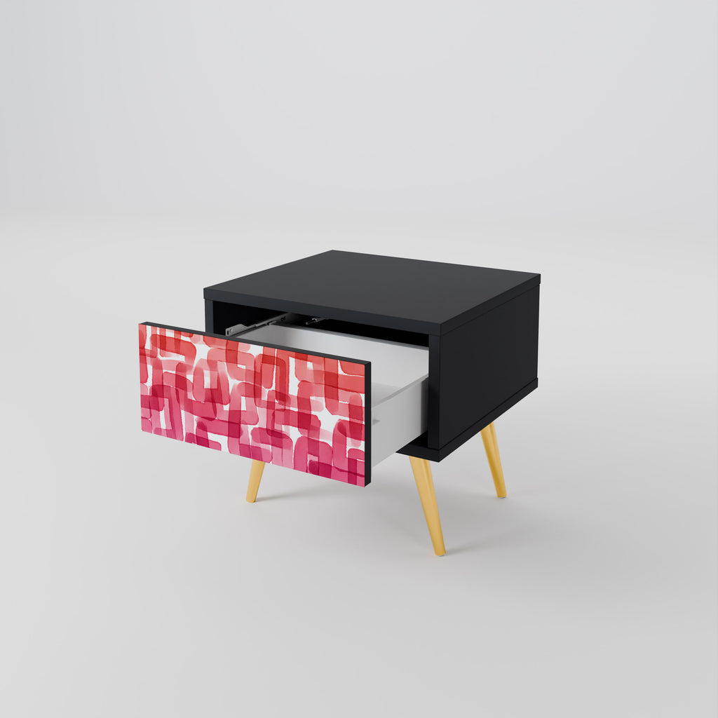 Mesita de noche CUBISMO CALEIDOSCÓPICO en acabado negro