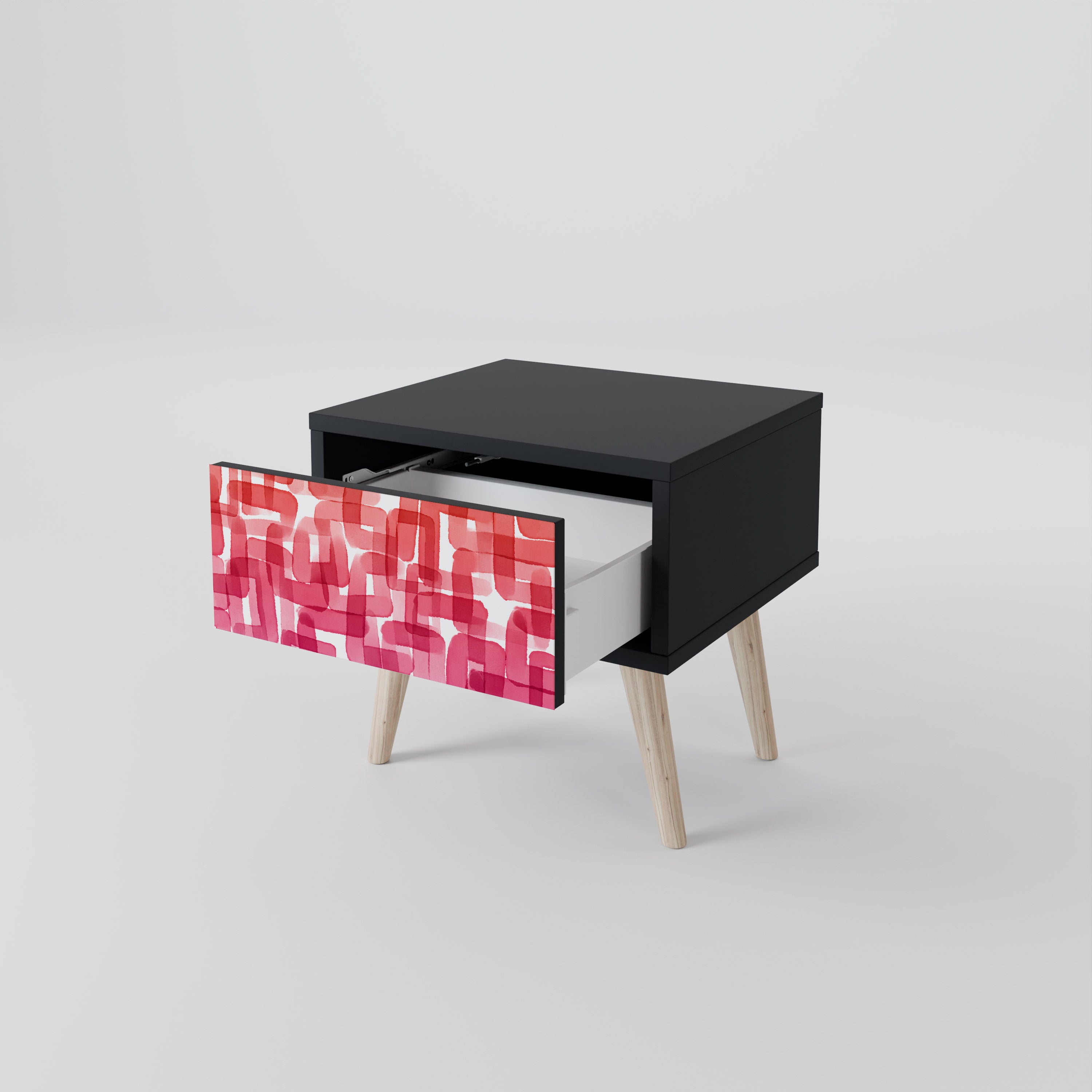 Mesita de noche CUBISMO CALEIDOSCÓPICO en acabado negro