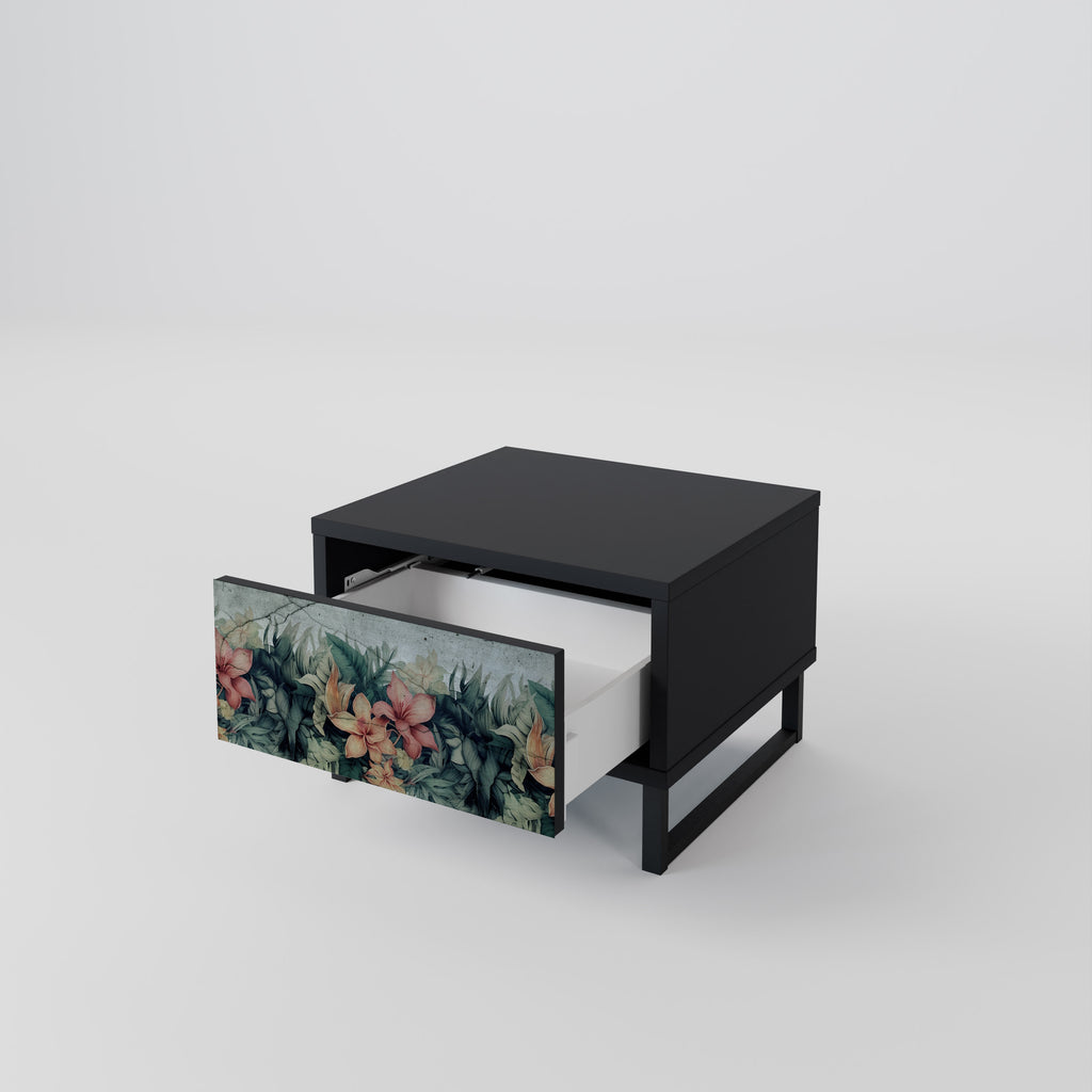 Mesita de noche HEAVENLY BLOOM en acabado negro