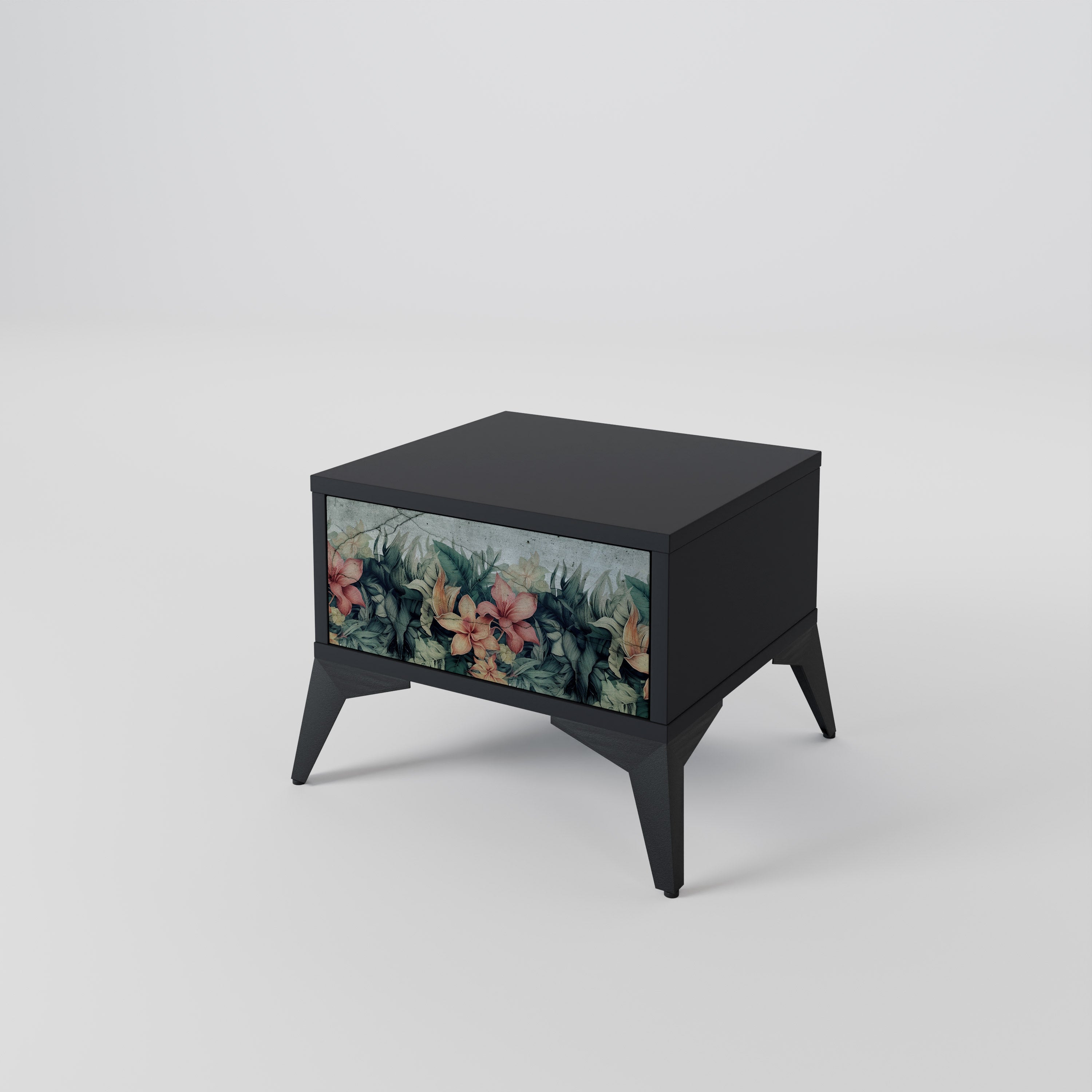 Mesita de noche HEAVENLY BLOOM en acabado negro