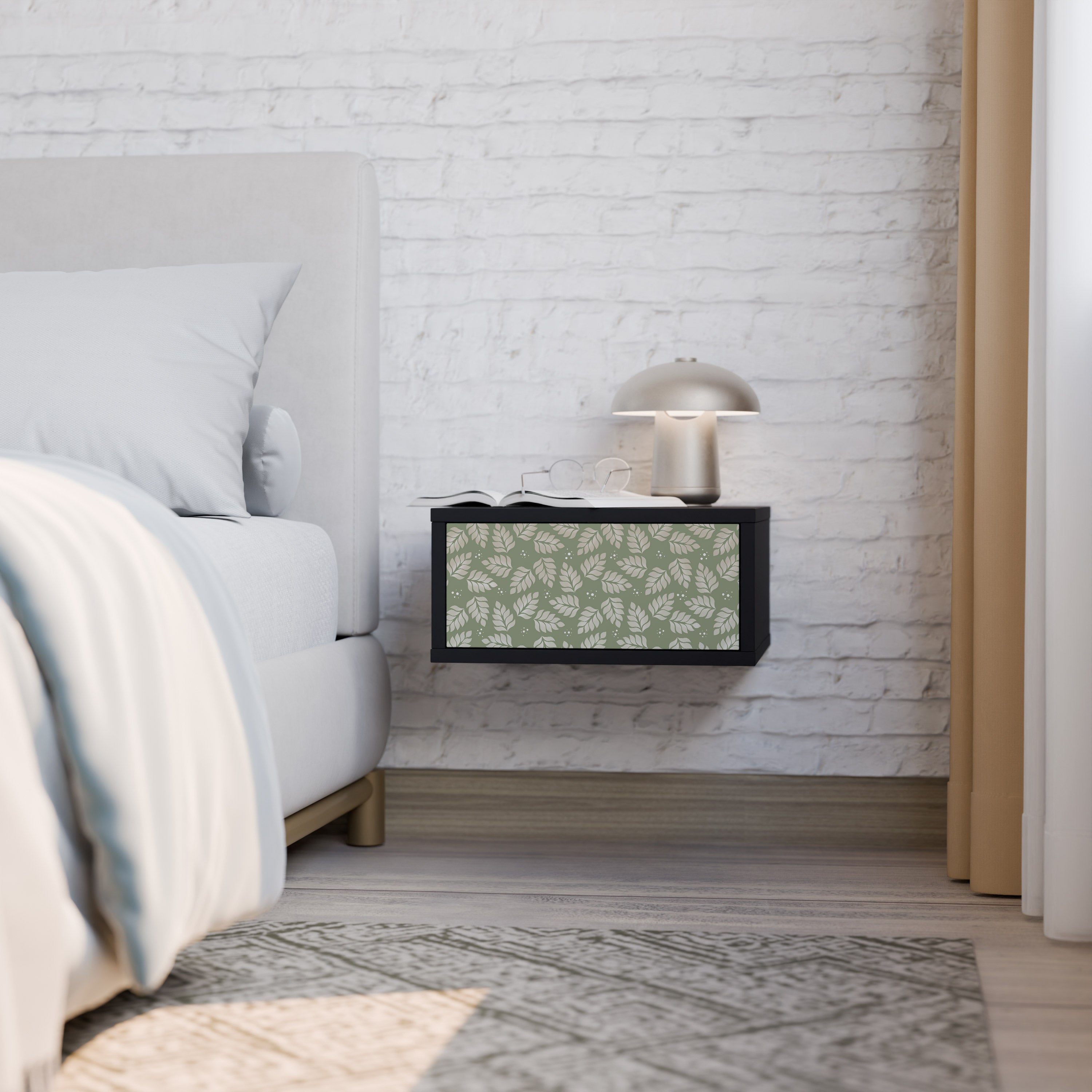 LEAVES ON GREEN Nightstand in Black Finish