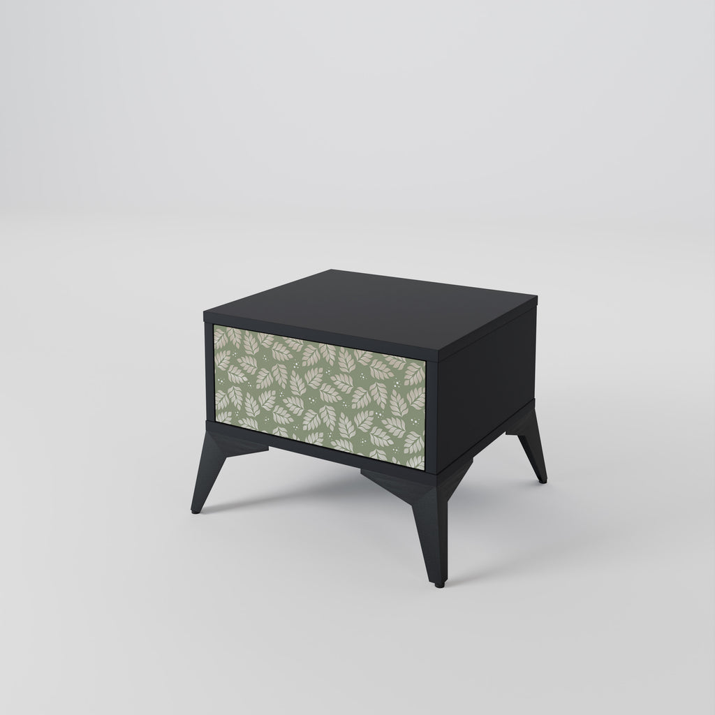 LEAVES ON GREEN Nightstand in Black Finish
