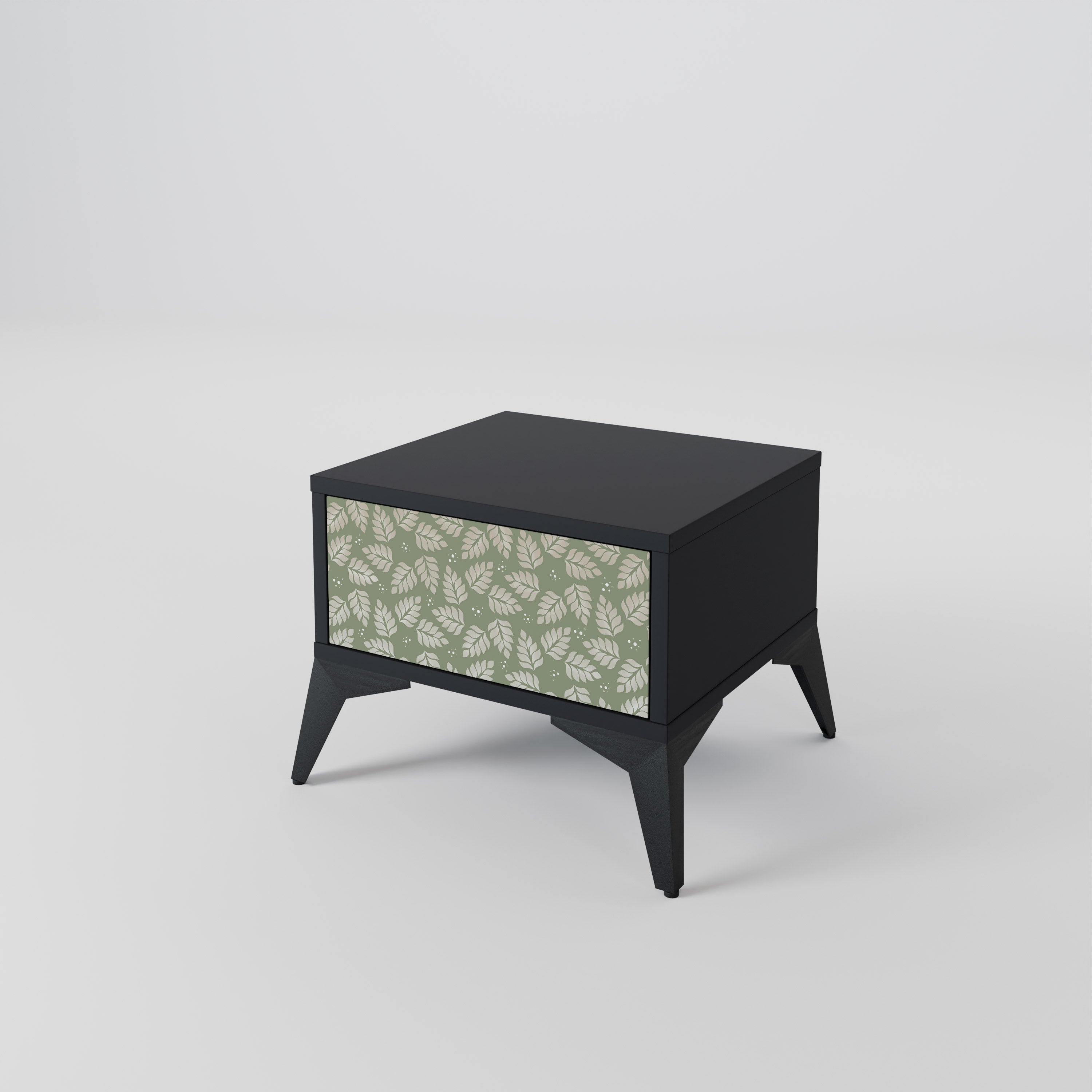 LEAVES ON GREEN Nightstand in Black Finish