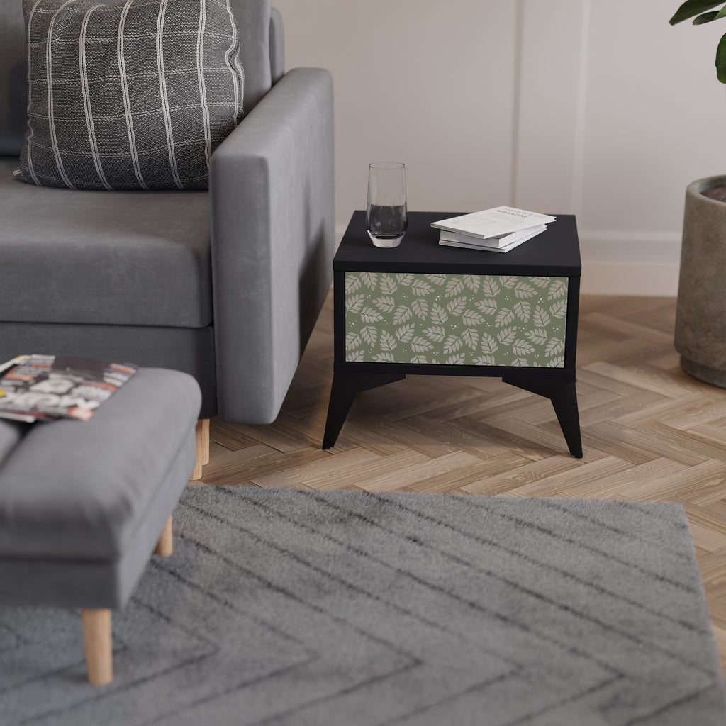 LEAVES ON GREEN Nightstand in Black Finish