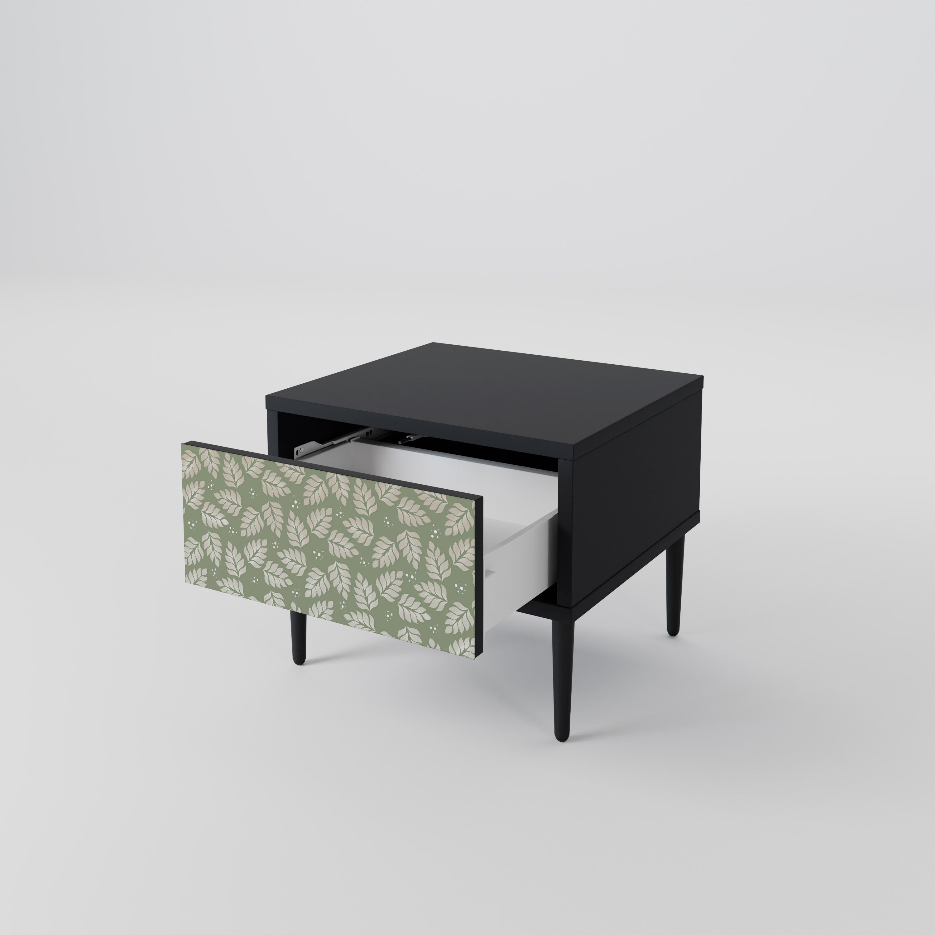 LEAVES ON GREEN Nightstand in Black Finish