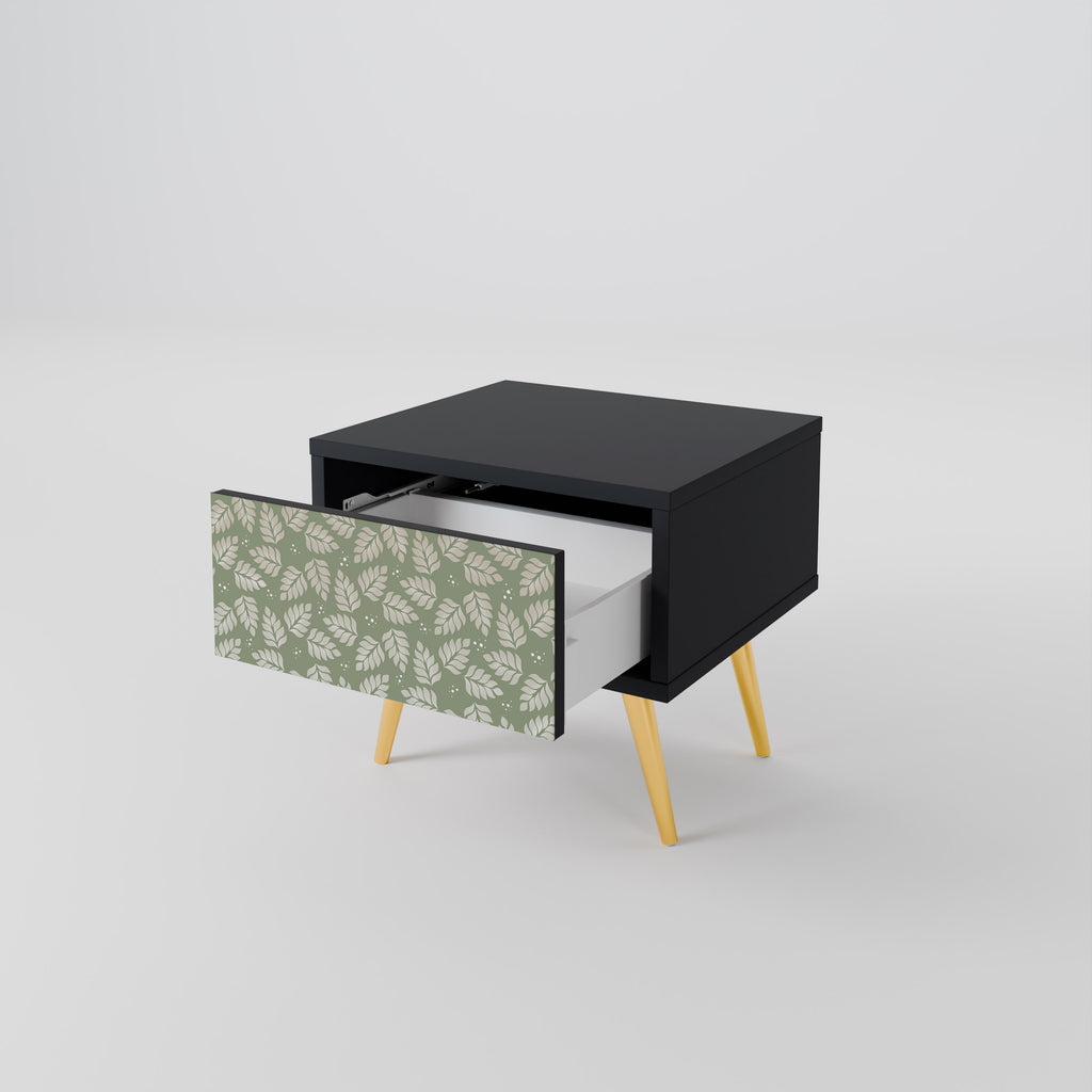 LEAVES ON GREEN Nightstand in Black Finish