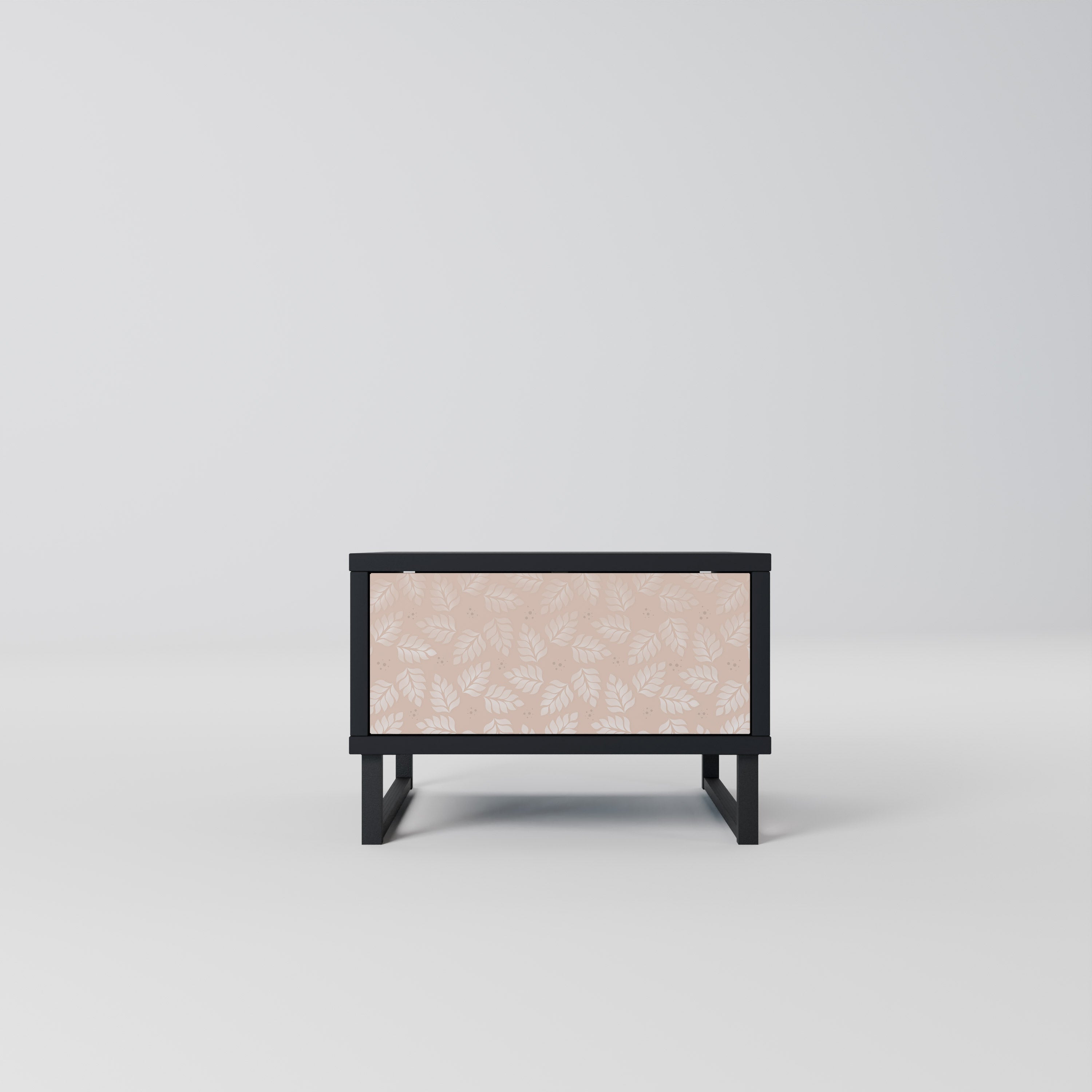 LEAVES ON BEIGE Nightstand in Black Finish