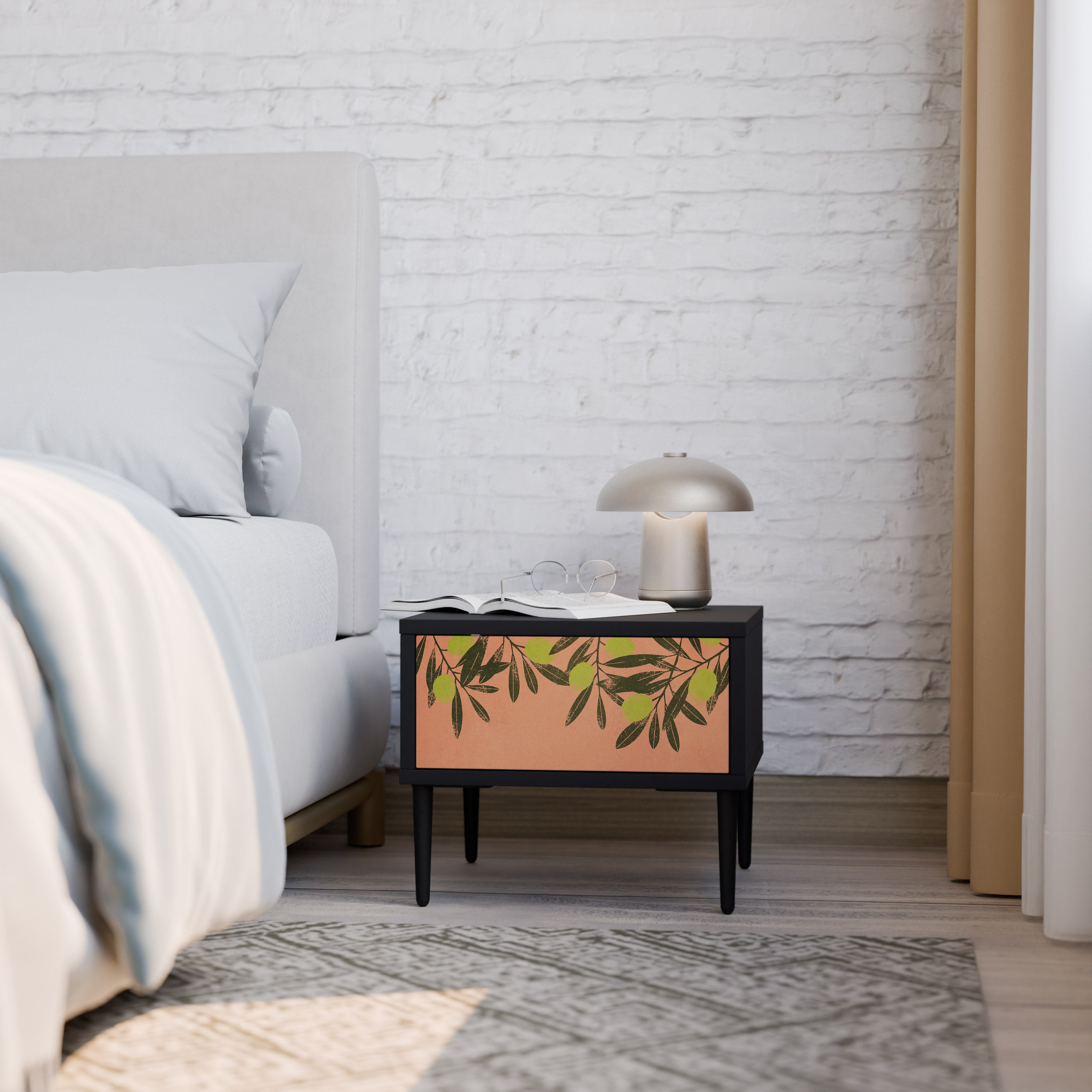 JUICY OLIVES Nightstand in Black Finish