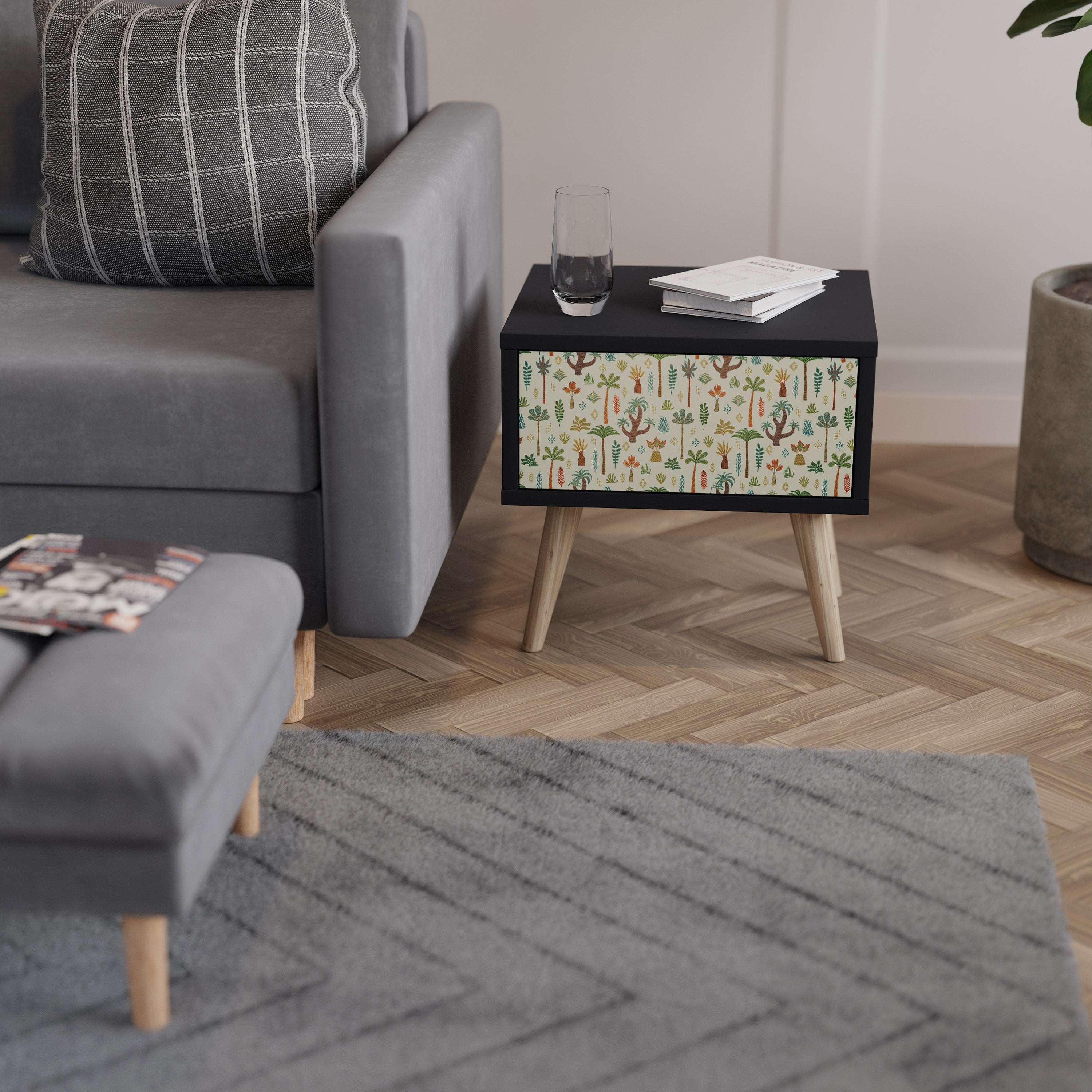 PALM SPRING Nightstand in Black Finish