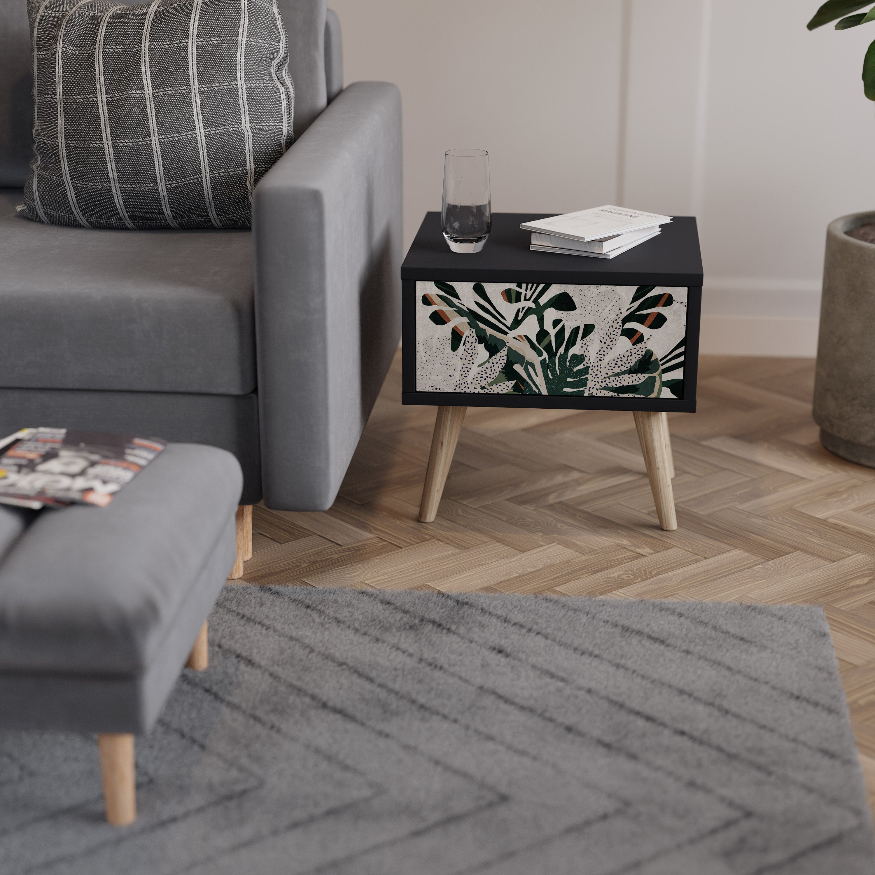 VERDURE FORMATION Nightstand in Black Finish