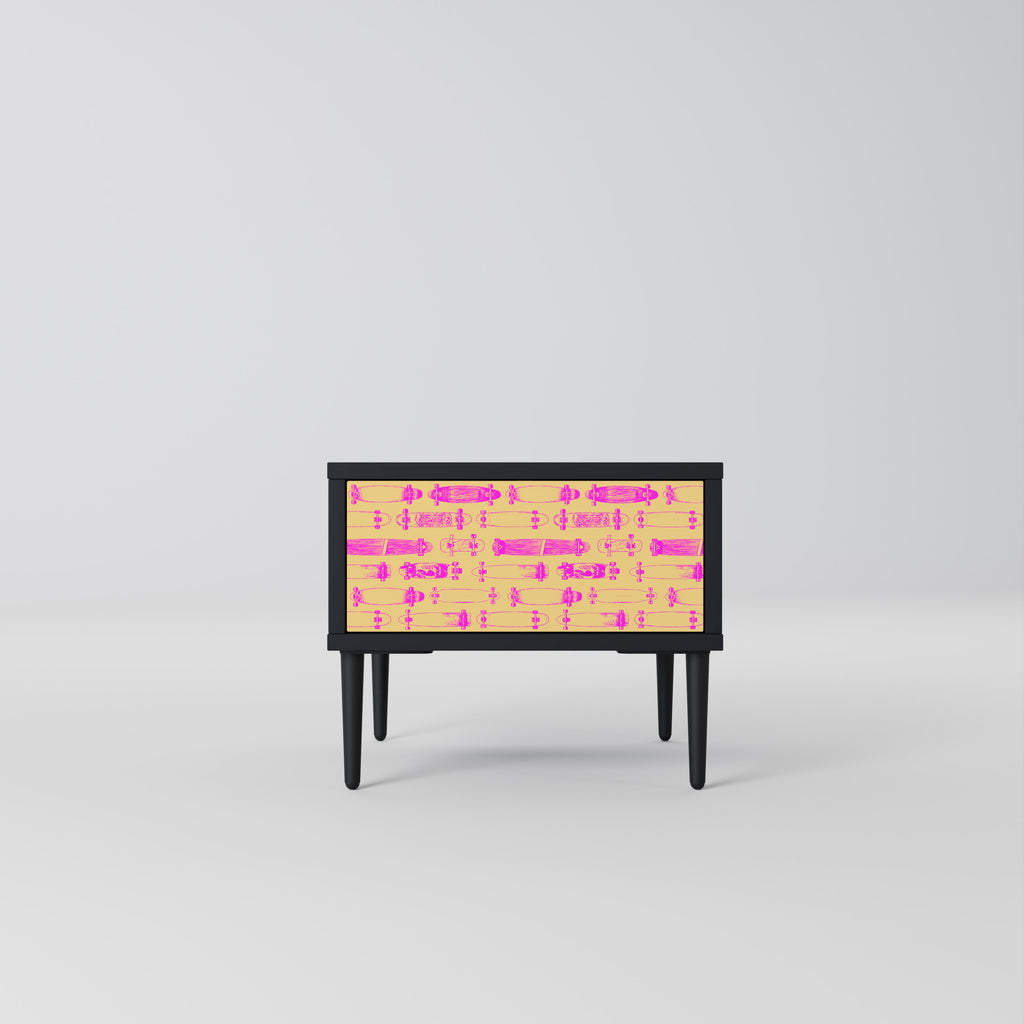 SKATEBOARD ARTISTRY Nightstand in Black Finish