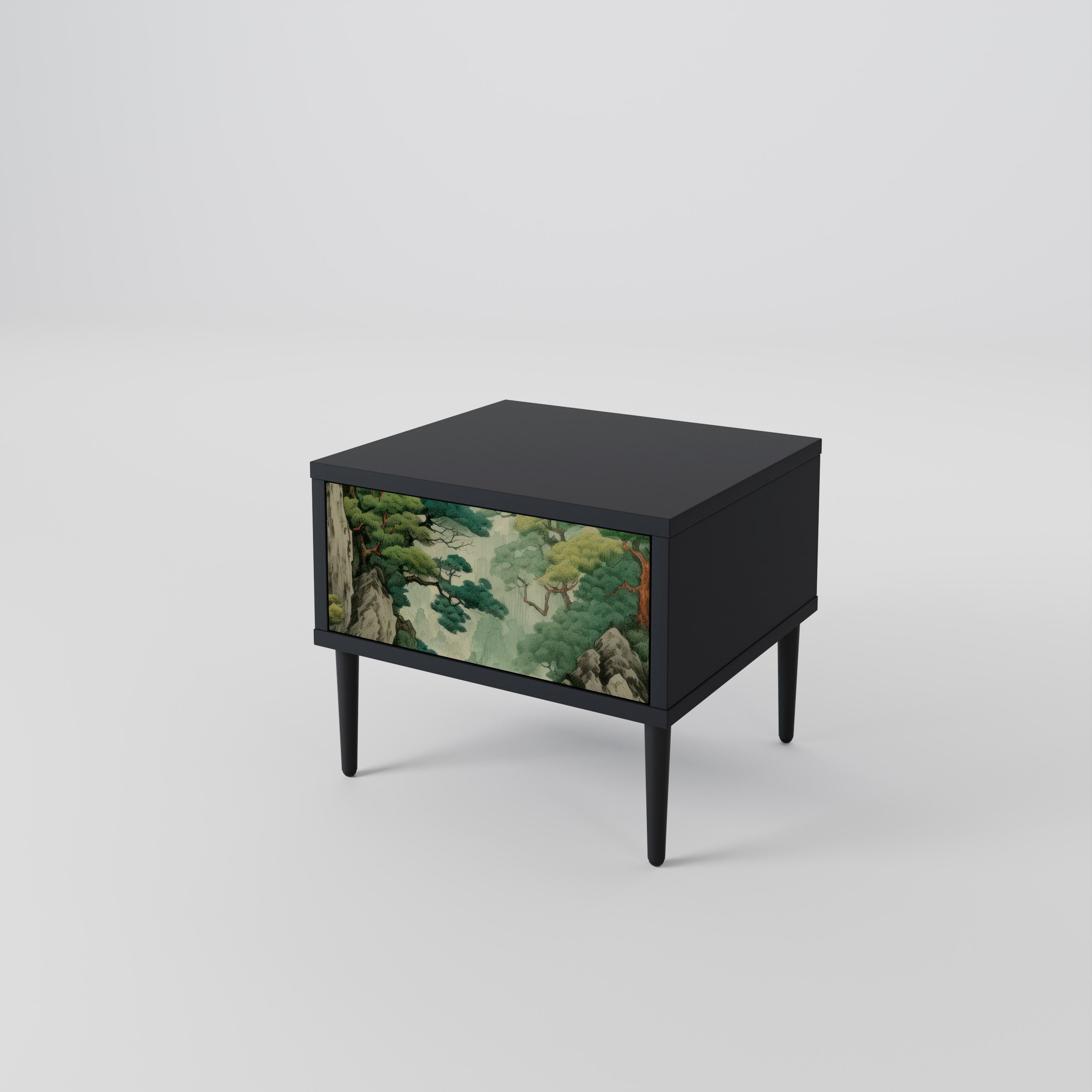 Mesita de noche VERDURE ABYSS en acabado negro