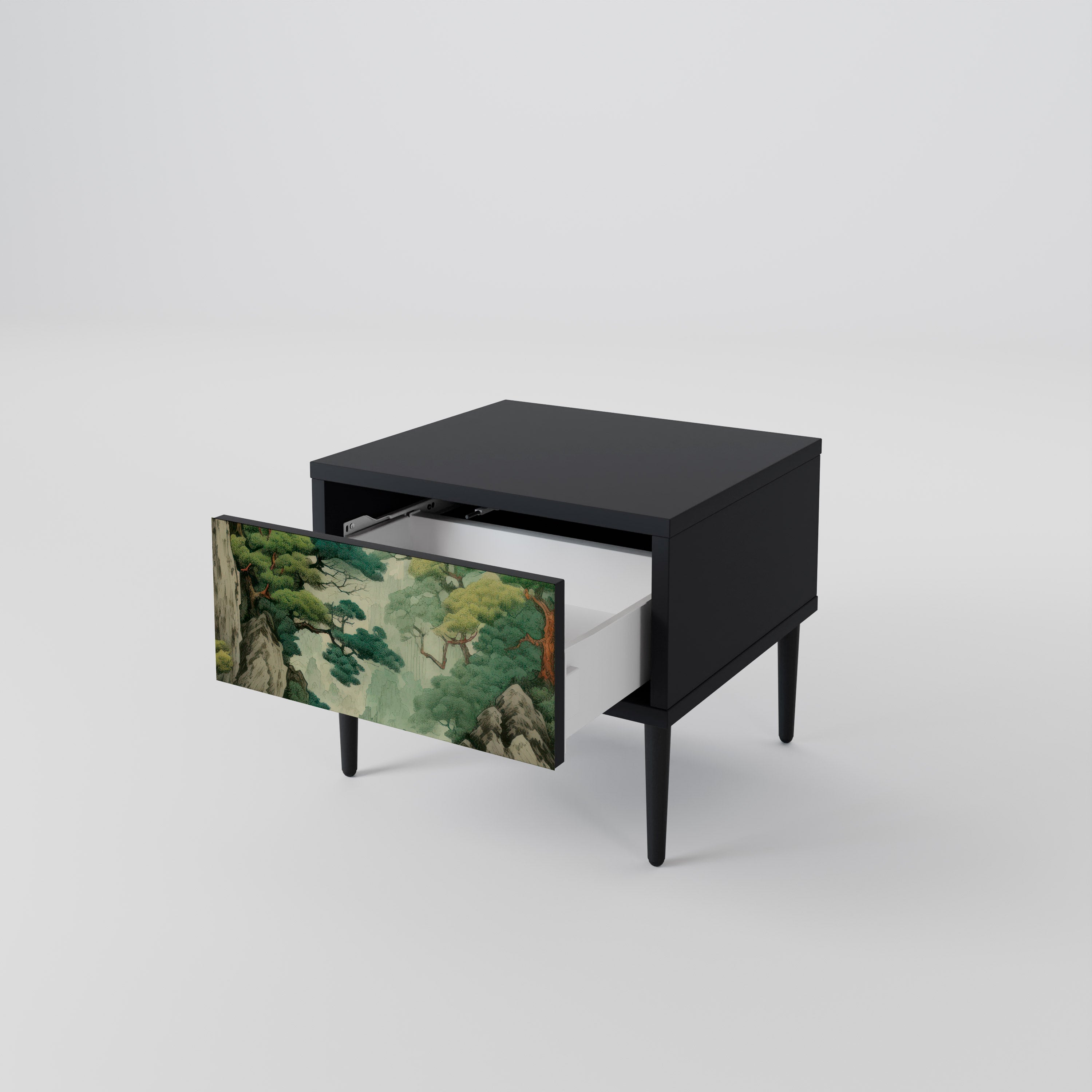 Mesita de noche VERDURE ABYSS en acabado negro