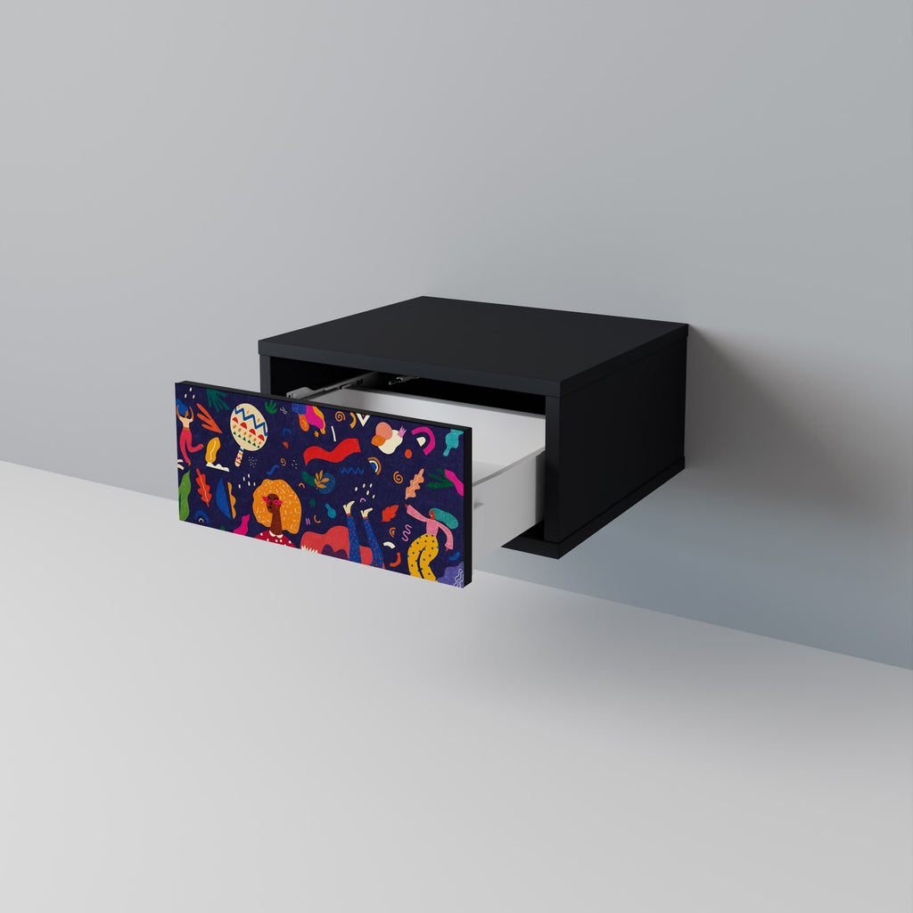 FESTIVE PLEASURES Nightstand in Black Finish