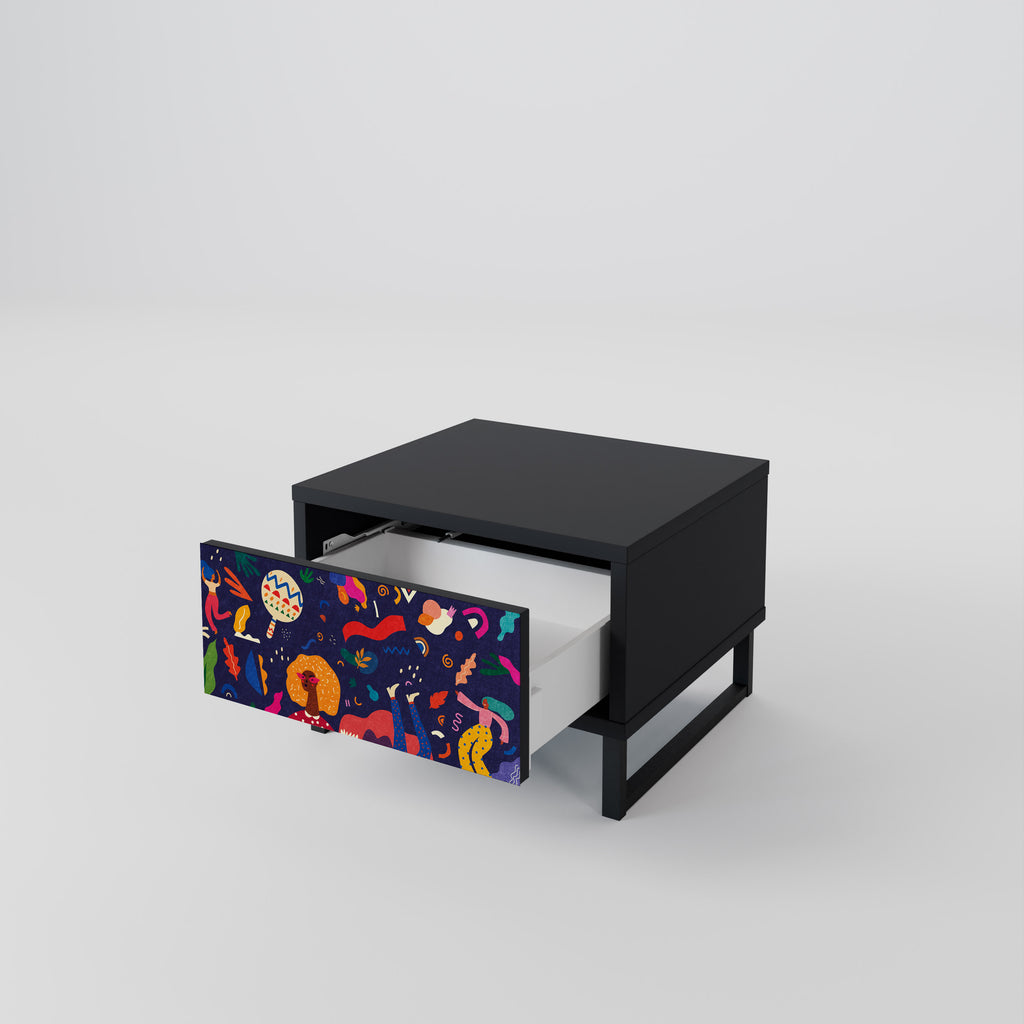 FESTIVE PLEASURES Nightstand in Black Finish
