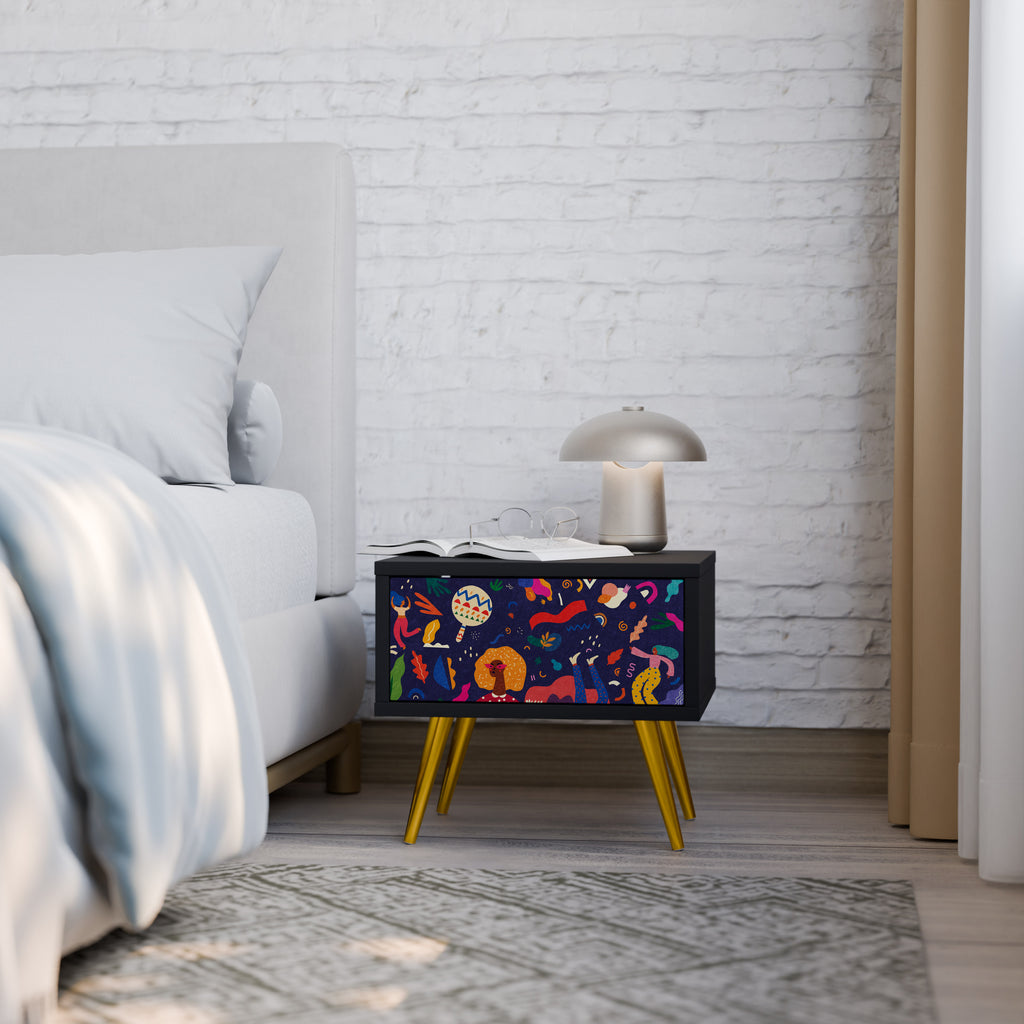 FESTIVE PLEASURES Nightstand in Black Finish