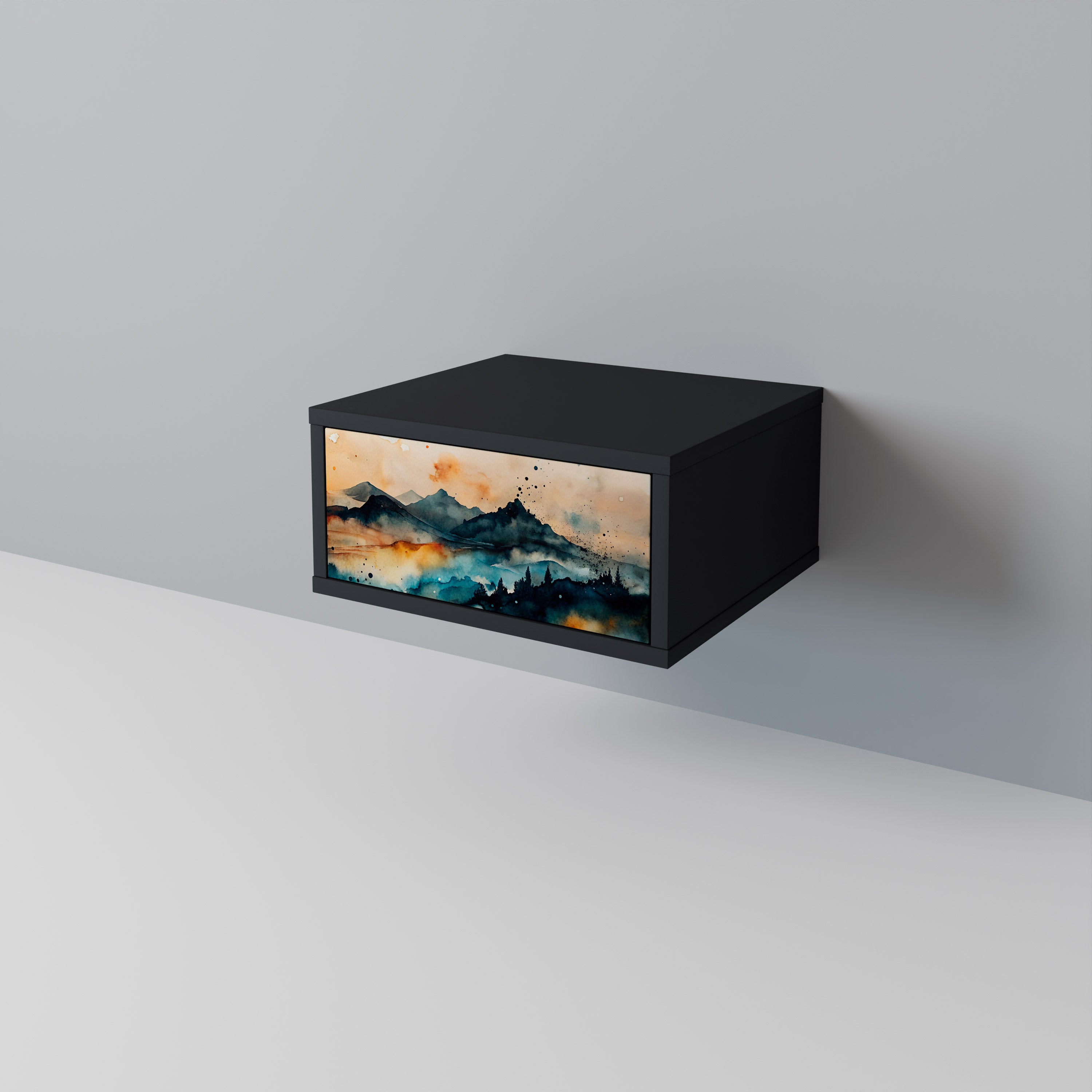 Mesita de noche OMINOUS MOUNTAINS en acabado negro