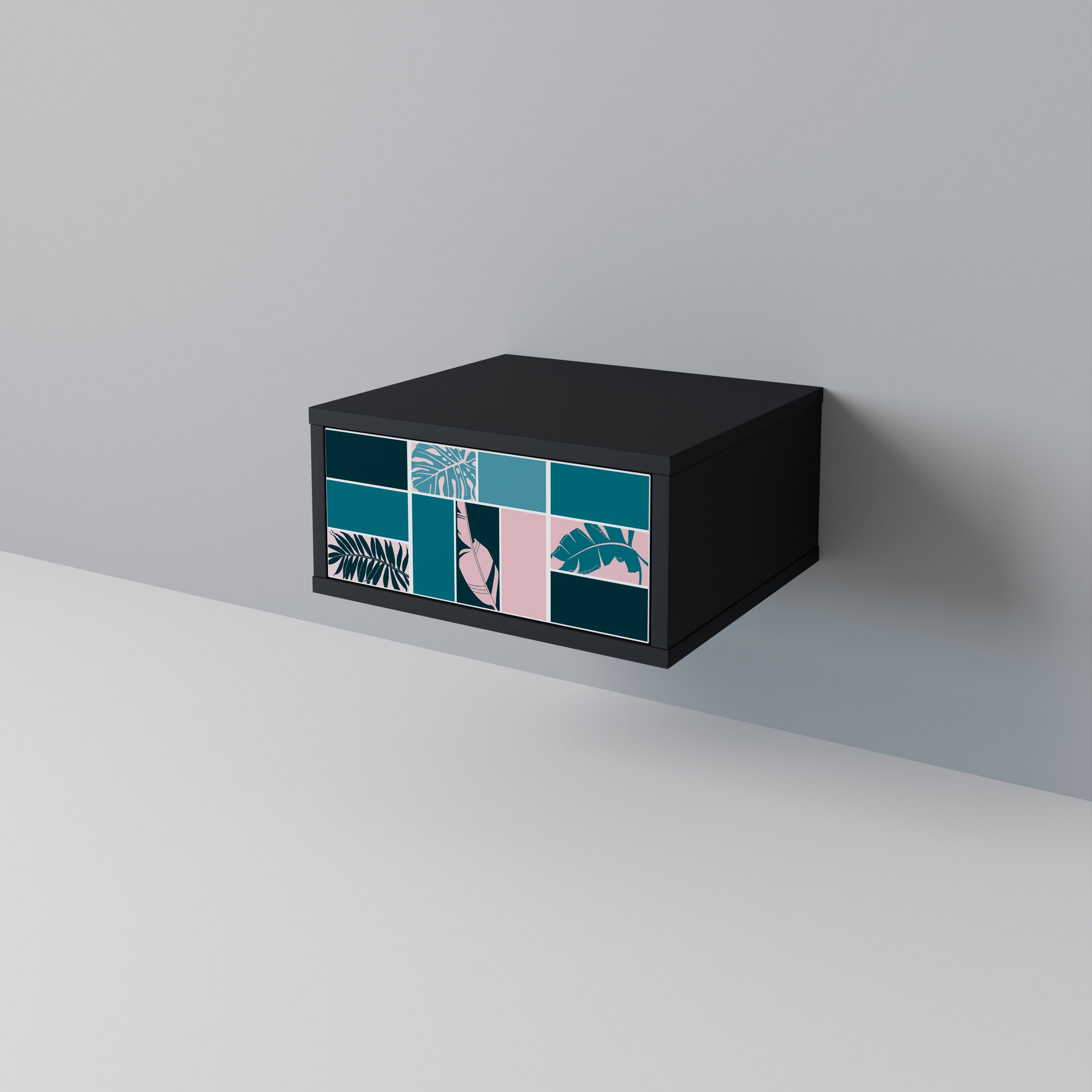 COMBINACIÓN DE FORMAS Mesita de noche en Acabado Negro