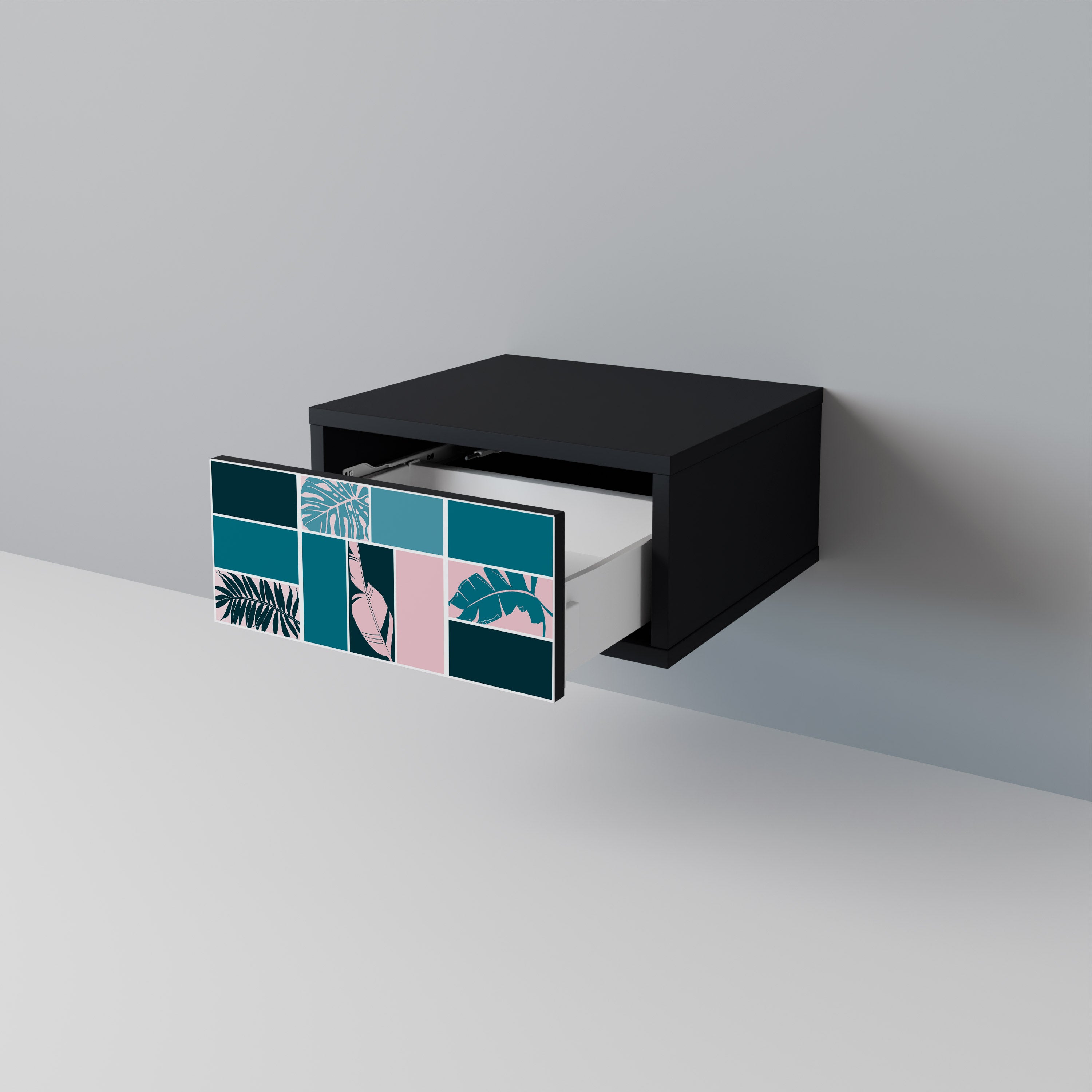 COMBINACIÓN DE FORMAS Mesita de noche en Acabado Negro