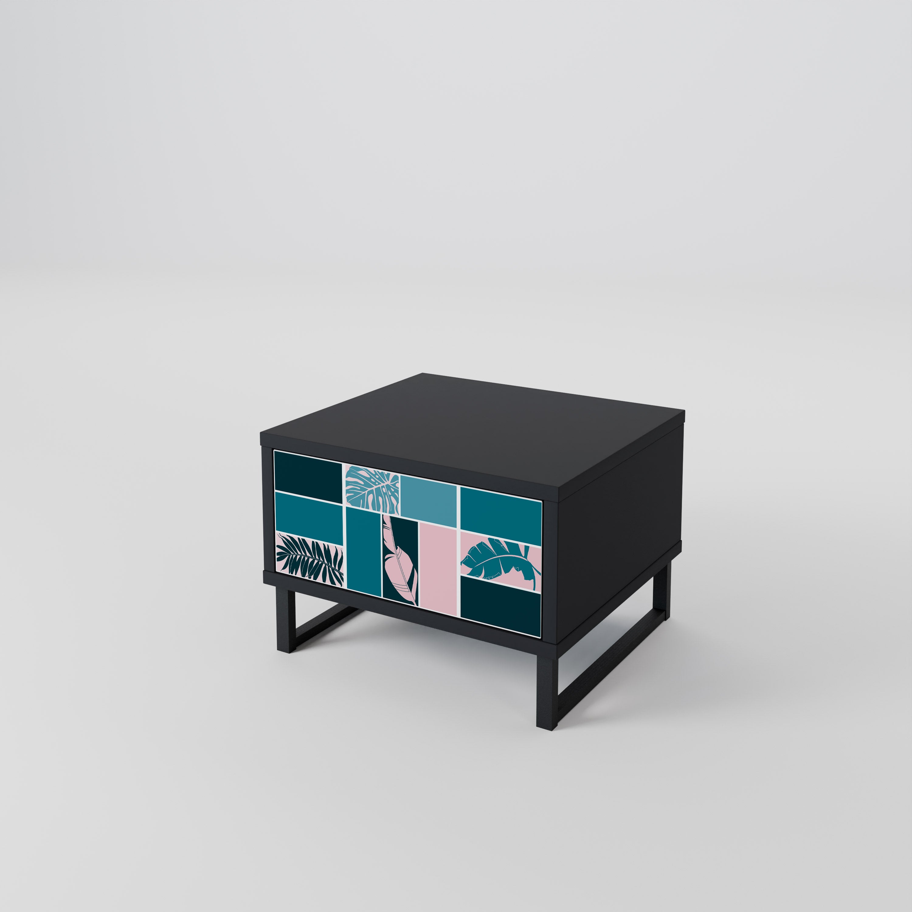 COMBINACIÓN DE FORMAS Mesita de noche en Acabado Negro