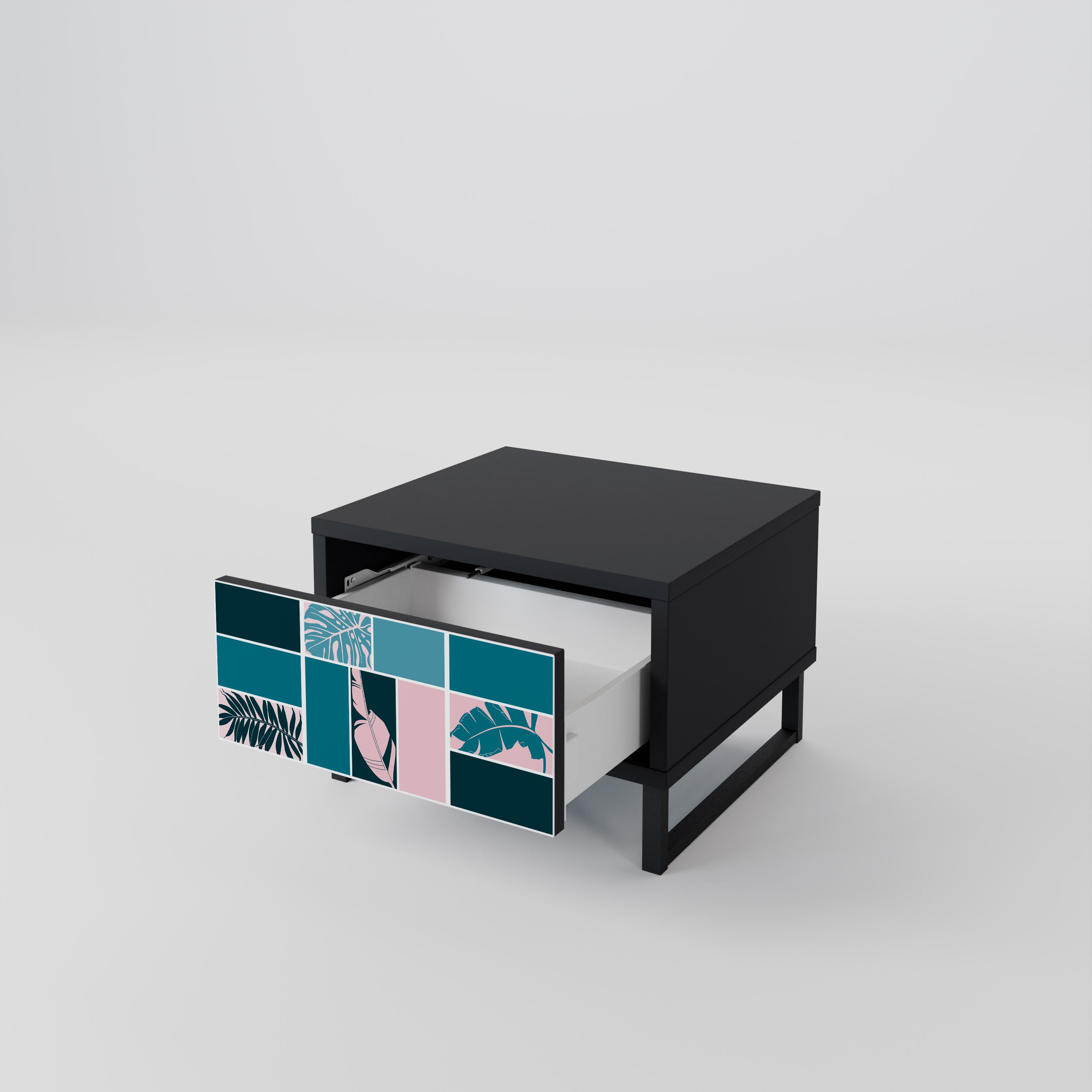 COMBINACIÓN DE FORMAS Mesita de noche en Acabado Negro