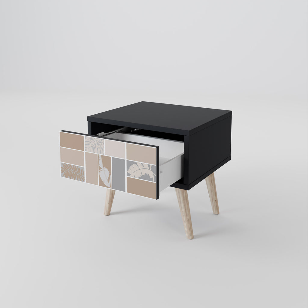 TROPICAL SHAPES Nightstand in Black Finish